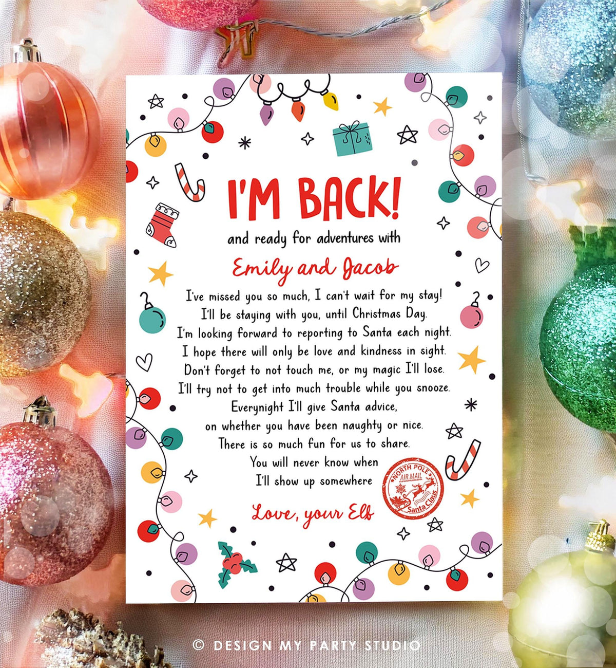 Editable Elf Arrival Letter Return Letter Christmas Elf I&#39;m Back Elf Welcome Christmas Elf Letter From Your Elf Printable Template 0521