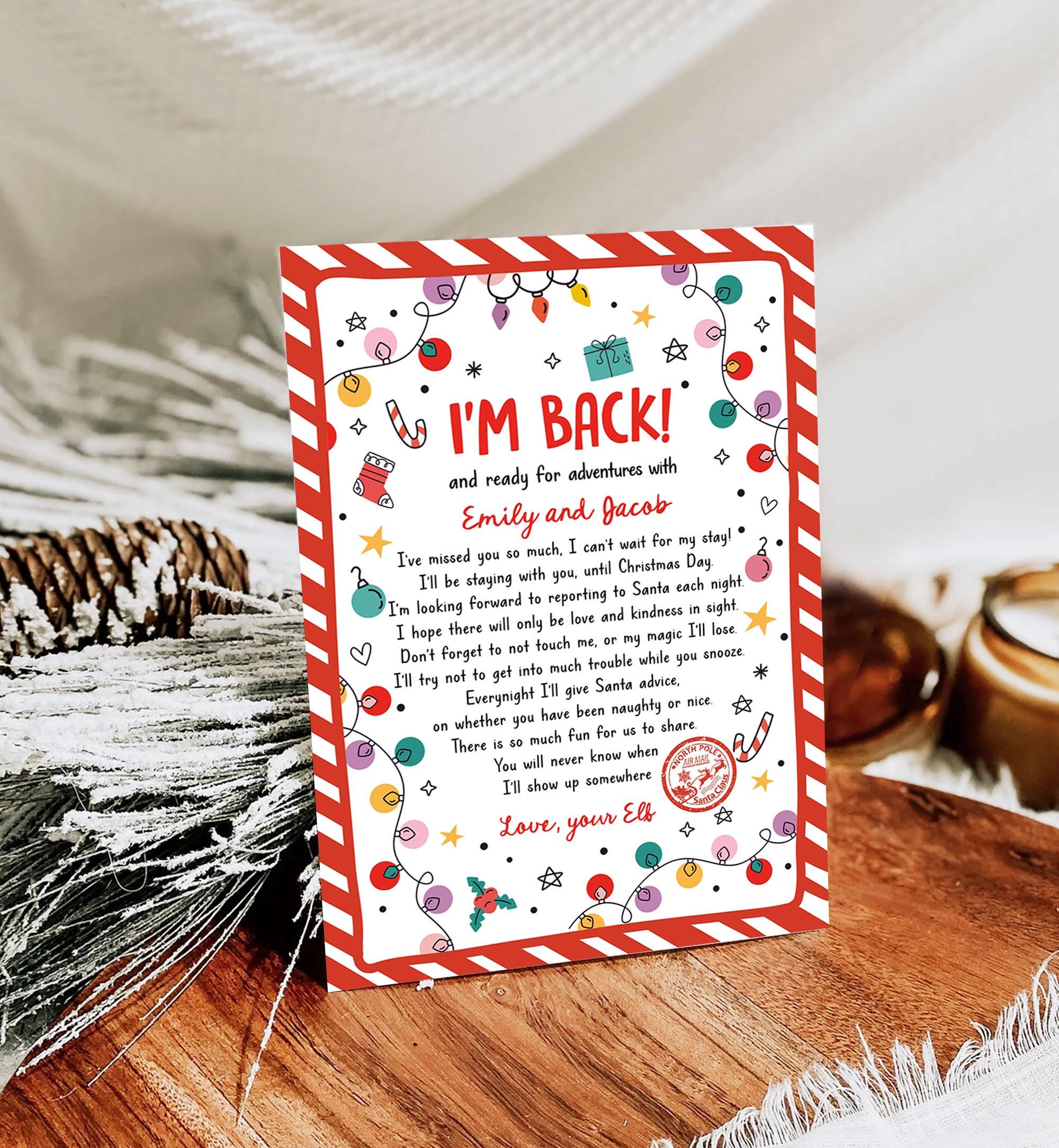 Editable Elf Arrival Letter Return Letter Christmas Elf I'm Back Elf Welcome Christmas Elf Letter From Your Elf Printable Template 0521