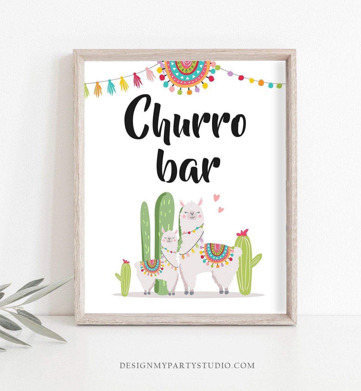 Llama Churro Bar Sign Wedding Fiesta Cinco de Mayo Couples Shower Decor Cactus Succulent Table Sign 8x10 Instant Download Printable 0079