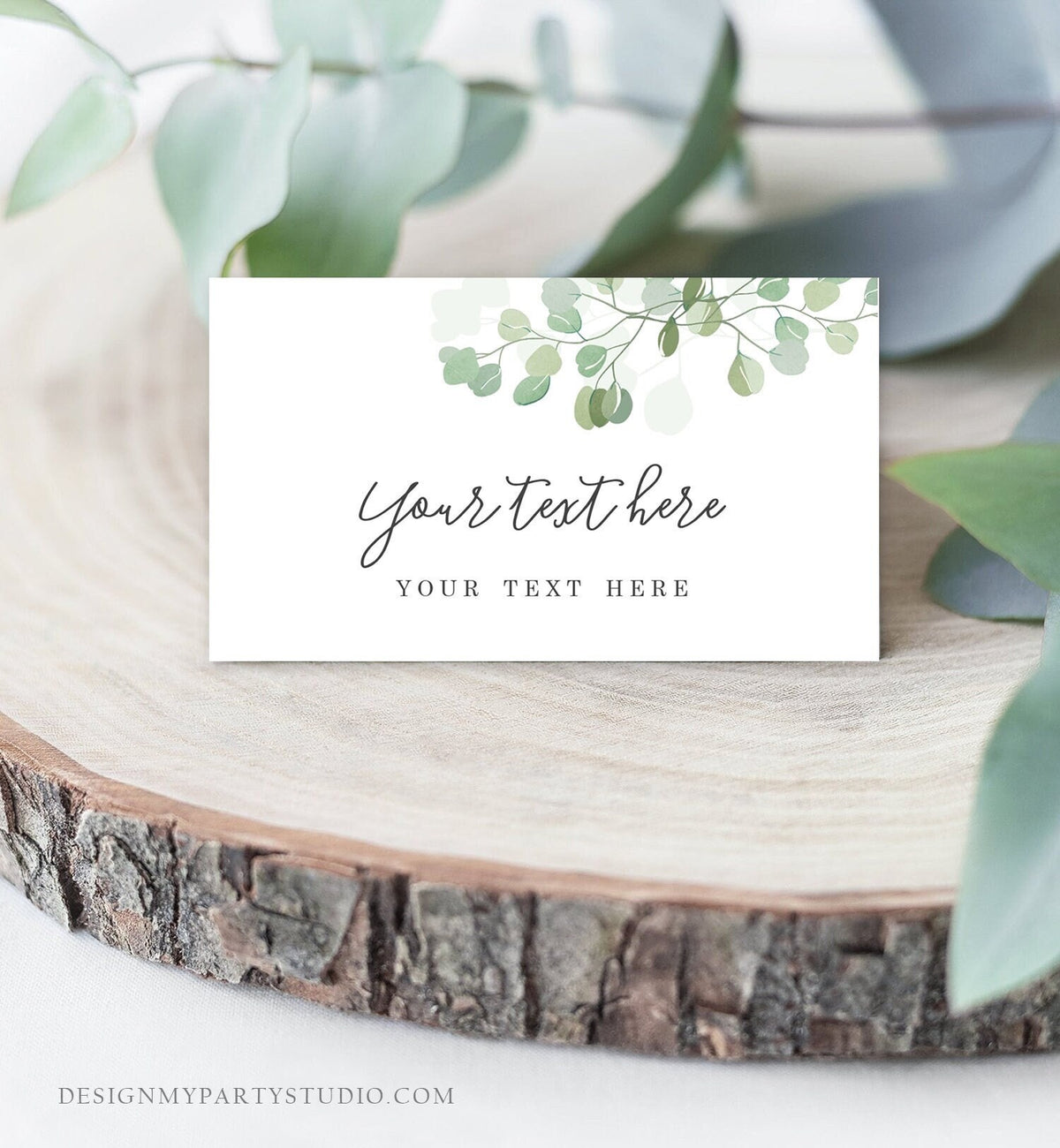 Editable Eucalyptus Place Card Wedding Tent Card Folding Name Card Greenery Foliage Seating Card Rustic Boho Digital Template Printable 0029