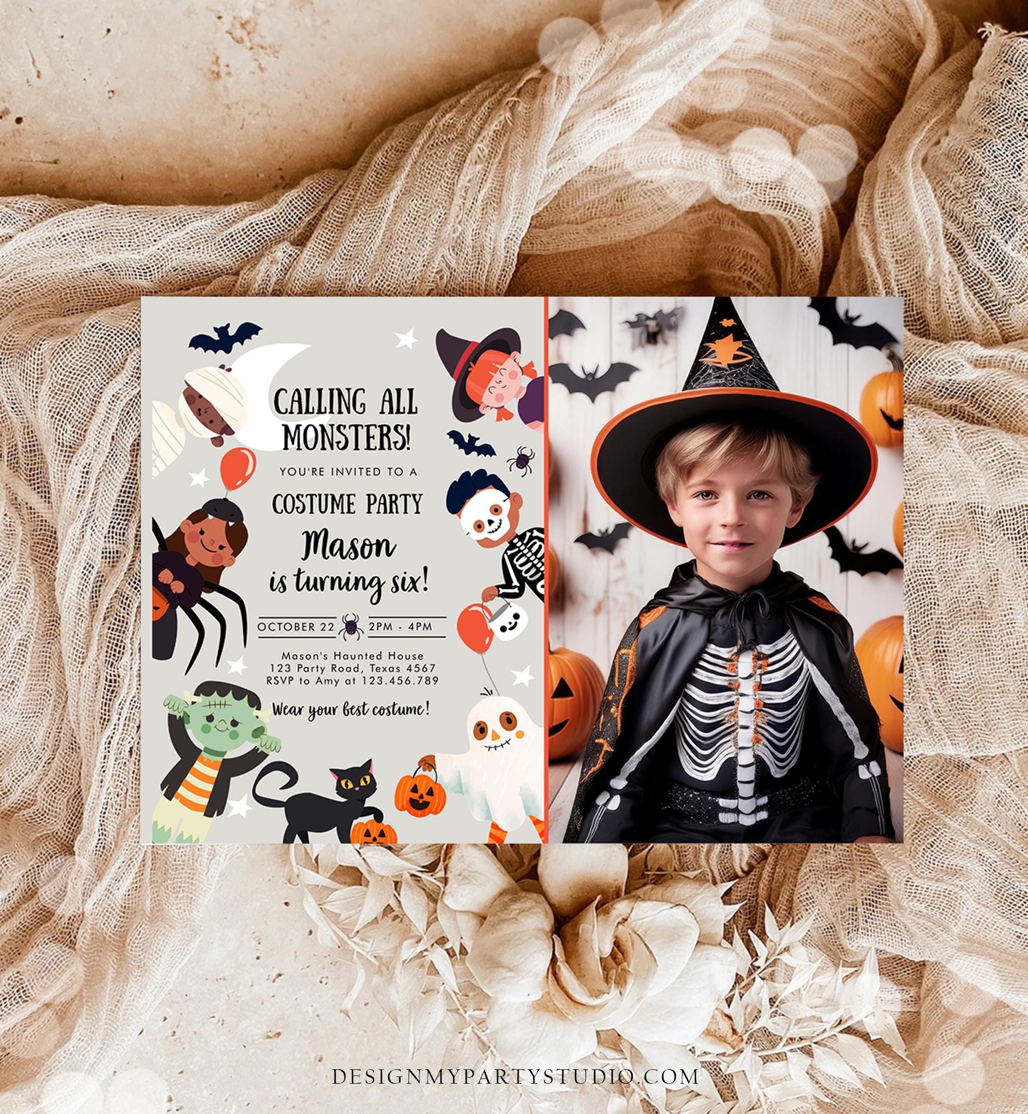 Editable Halloween Party Invitation Halloween Birthday Invitation Kids Costume Party Spooky Celebration Boy Digital Template Evite 0473 0009