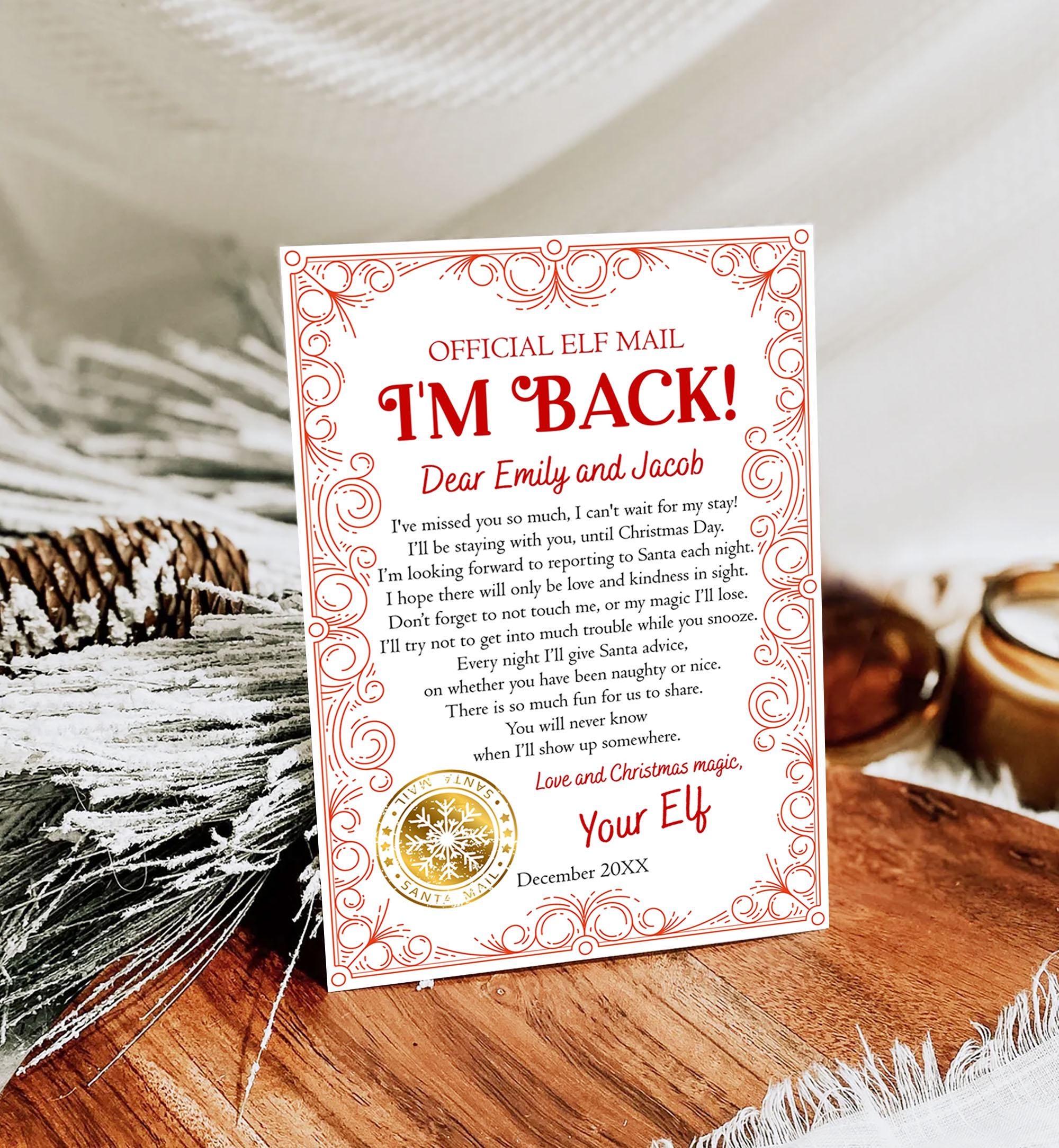 Editable Elf Arrival Letter Return Letter Christmas Elf I'm Back Elf Welcome Xmas Elf Letter From Your Elf Official Printable Template 0523