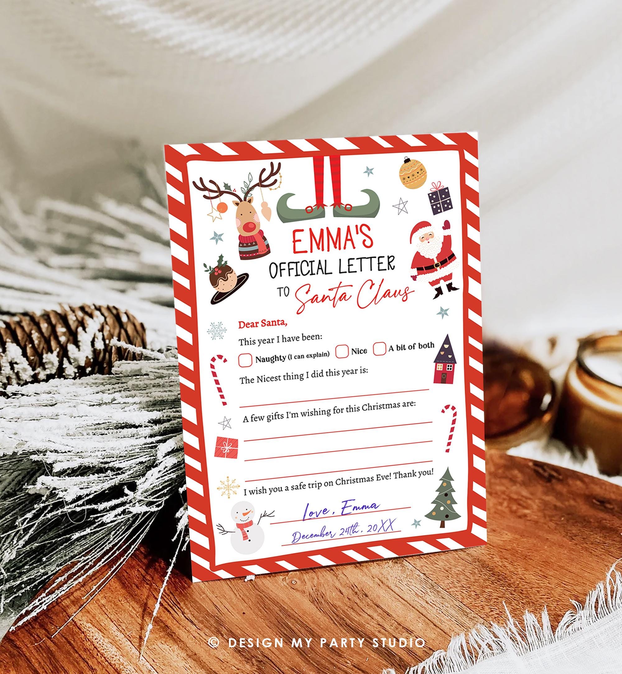 Editable Official Letter to Santa Claus From The Desk of Santa Christmas Eve North Pole Mail Instant Download Printable Template 0496