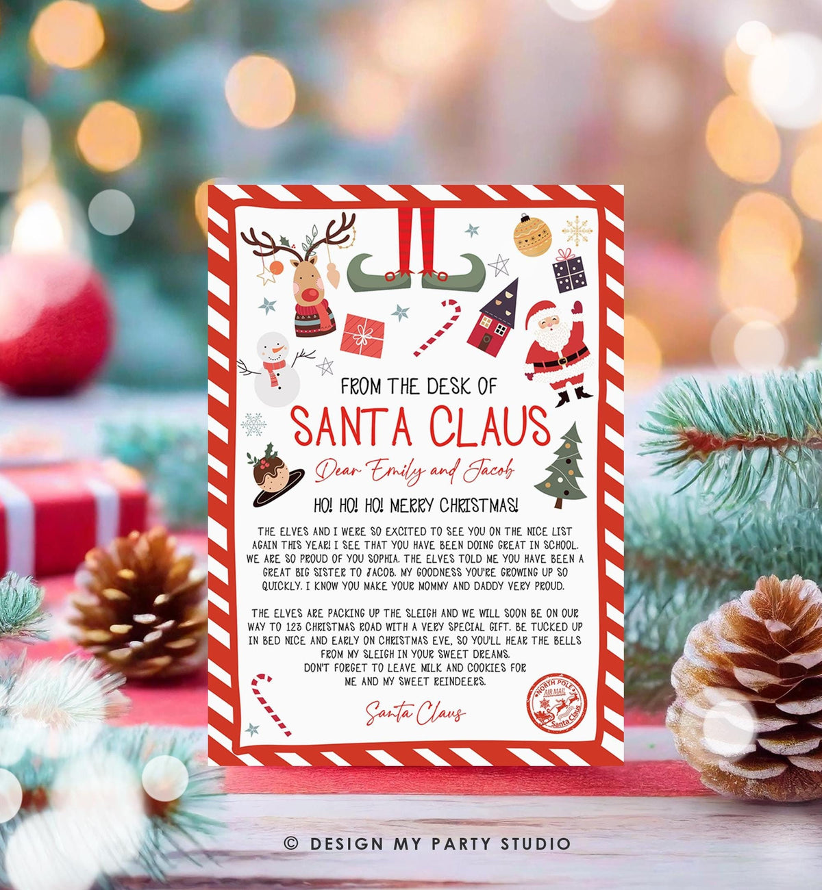 Editable Letter from Santa Claus From The Desk of Santa Christmas Eve Hello Elf North Pole Mail Digital Download Template Printable 0496