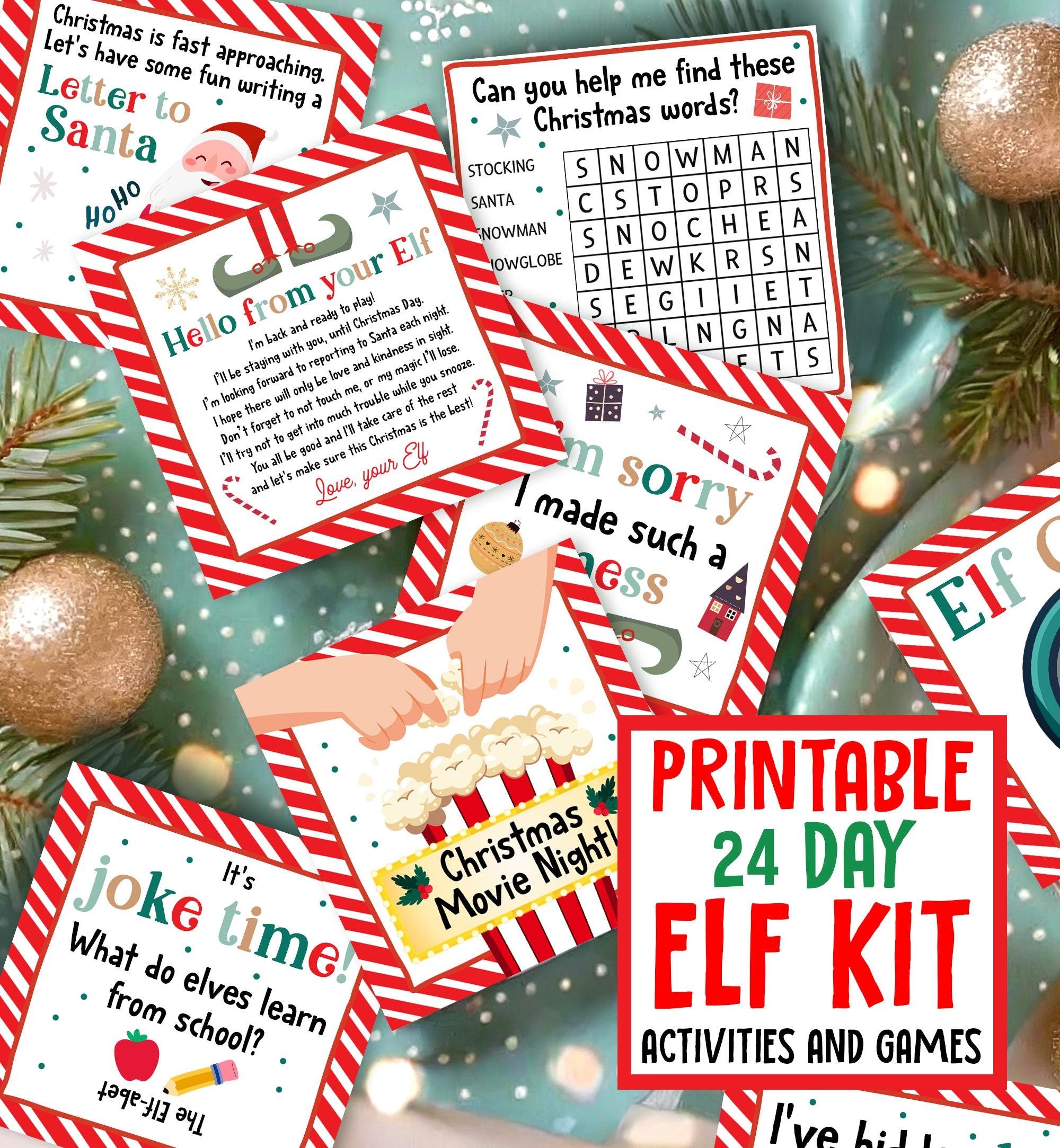 Elf Kit 24 Days Mega Bundle Christmas Elf Props Kit Elf Activities Elf Notes Elf Letters Elf Ideas Games Bundle DIY Instant Download 0008