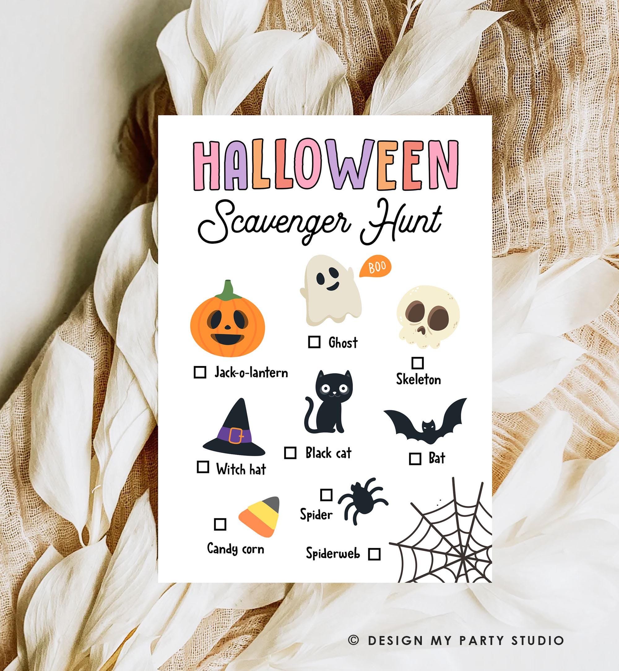 Halloween Scavenger Hunt Game Kids Halloween Game Halloween Activity Neighborhood Classroom Office Digital Instant Download Printable 0009