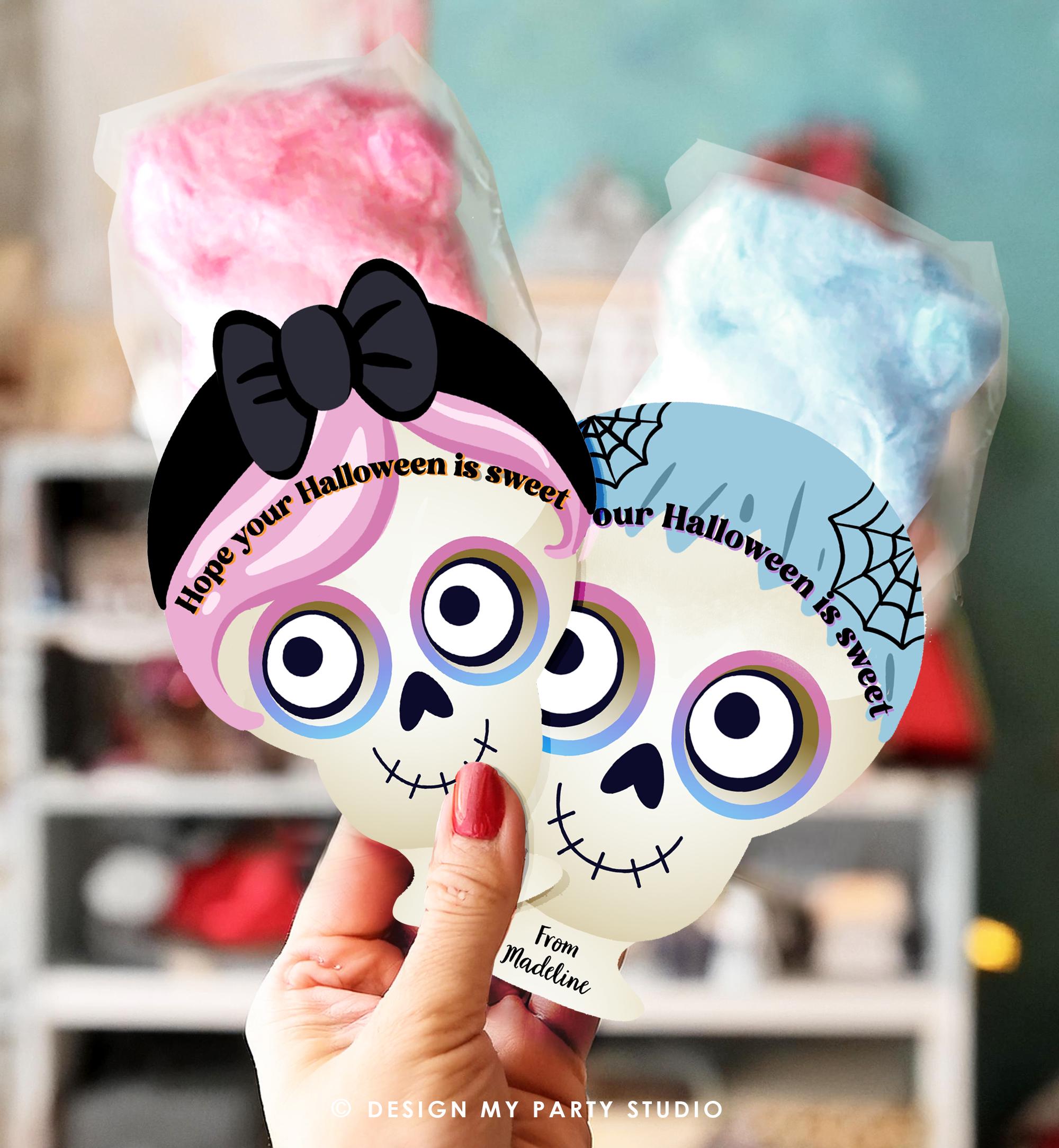 Editable Cotton Candy Halloween Party Favor Halloween Treat Bag Tag Kids Trick or Treat Class Sweet Download Printable Template Digital 0261