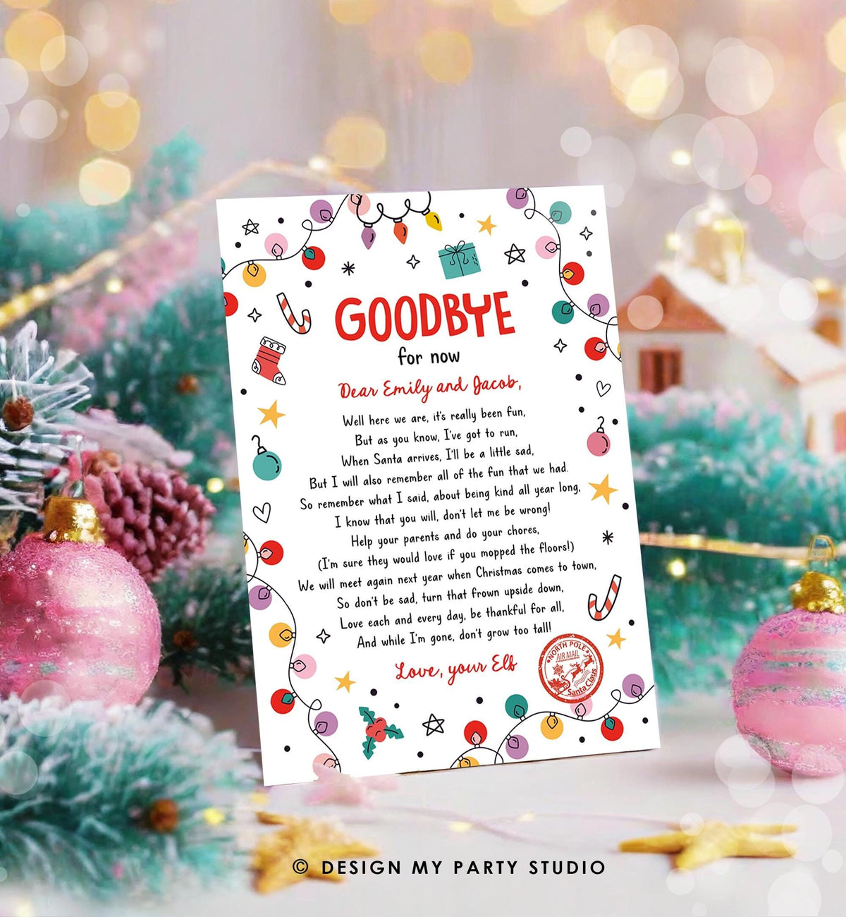 Editable Elf Goodbye Letter Departure Letter Christmas Goodbye from Your Elf Christmas Elf Santa Claus Poem Digital Template Printable 0521