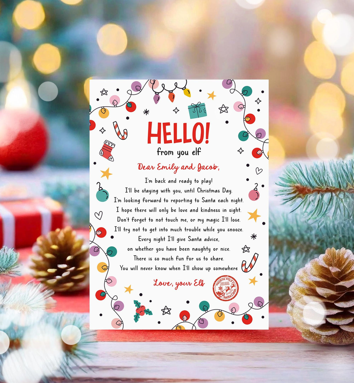 Editable Hello From Your Elf Arrival Letter Return Letter Christmas Elf I&#39;m Back Elf Welcome Elf Digital Download Template Printable 0521