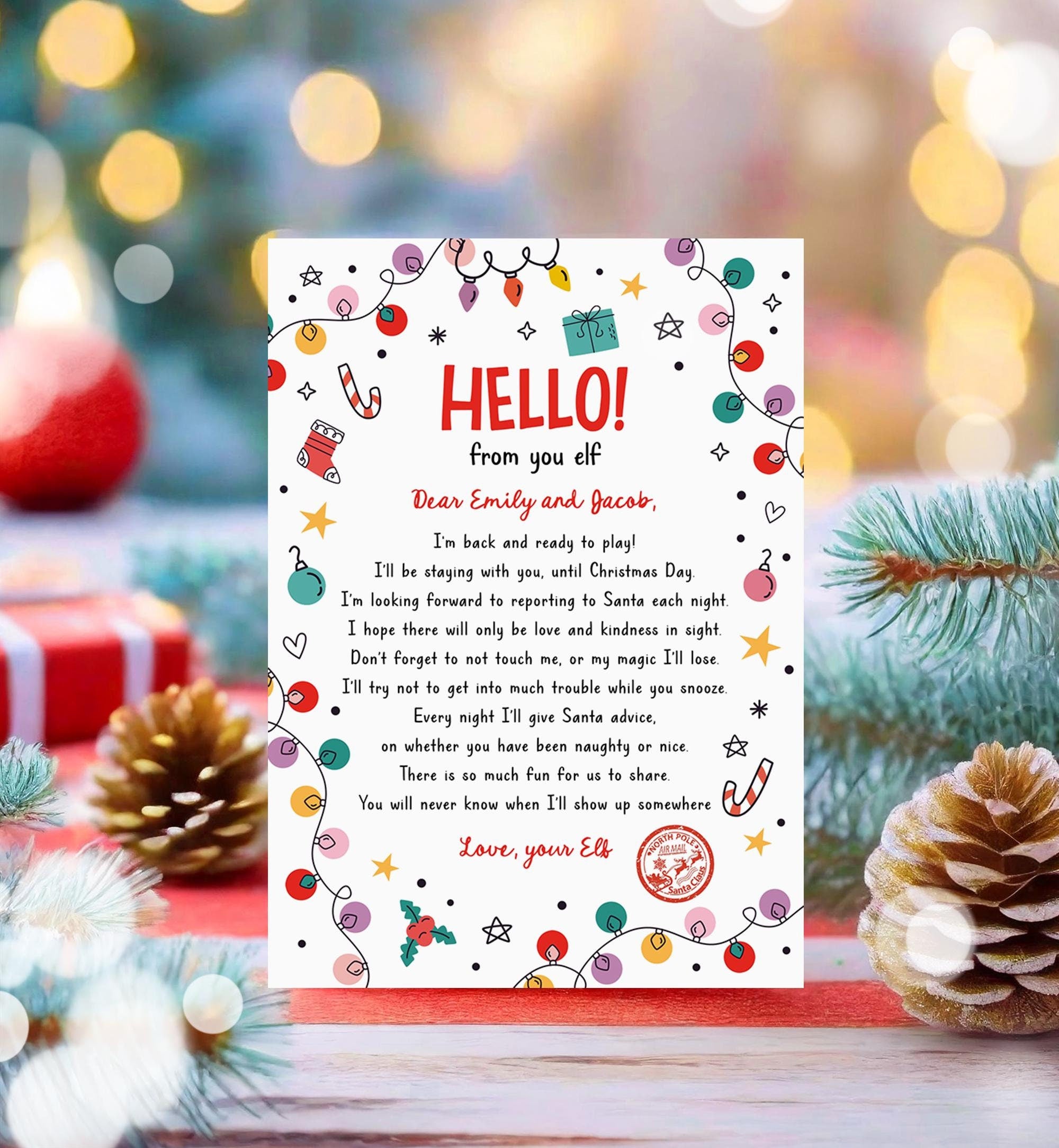 Editable Hello From Your Elf Arrival Letter Return Letter Christmas Elf I'm Back Elf Welcome Elf Digital Download Template Printable 0521