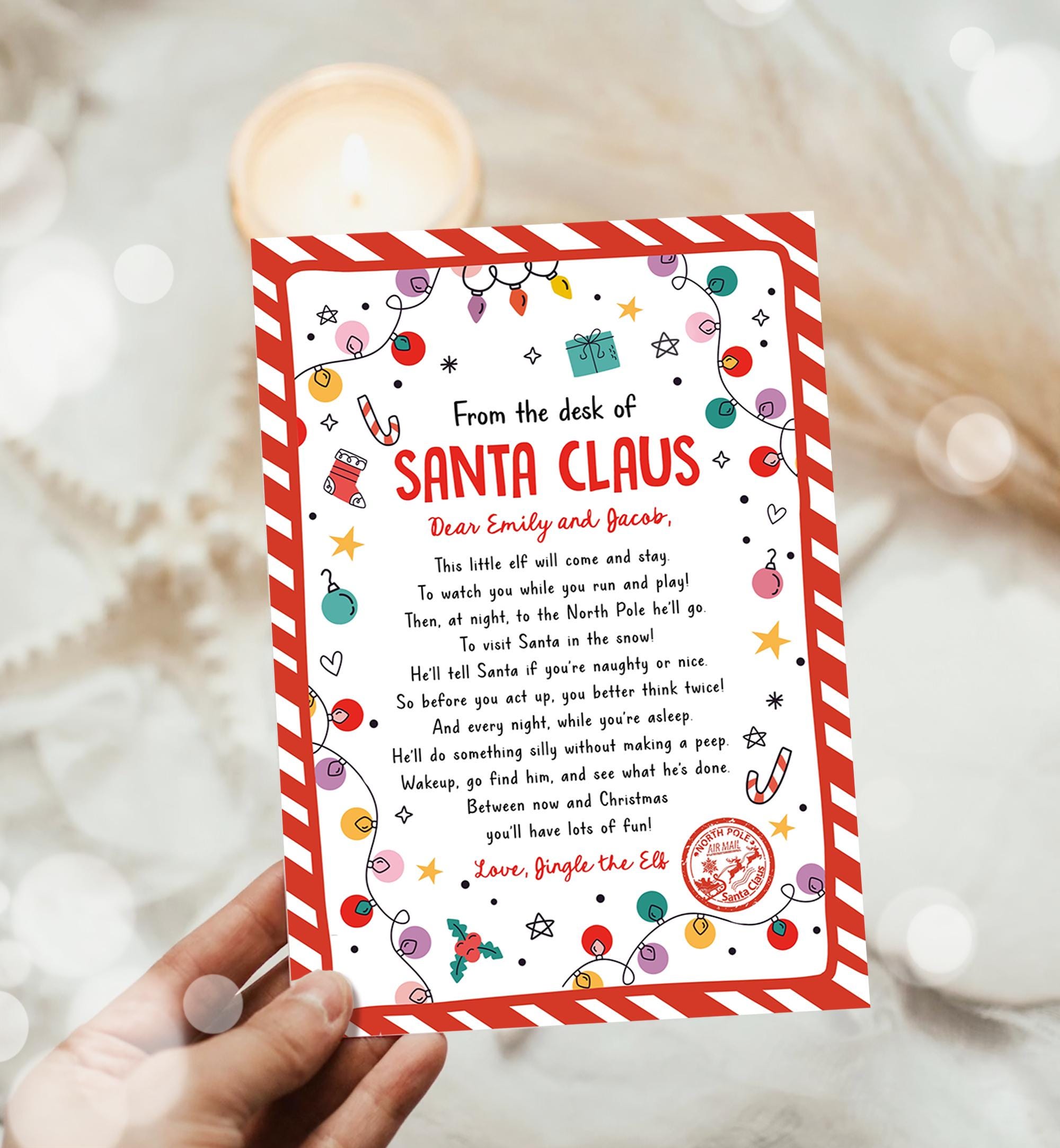 Editable From the Desk of Santa Claus First Time Elf Arrival Letter Return Letter Christmas Elf I'm Back Digital Template Printable 0521