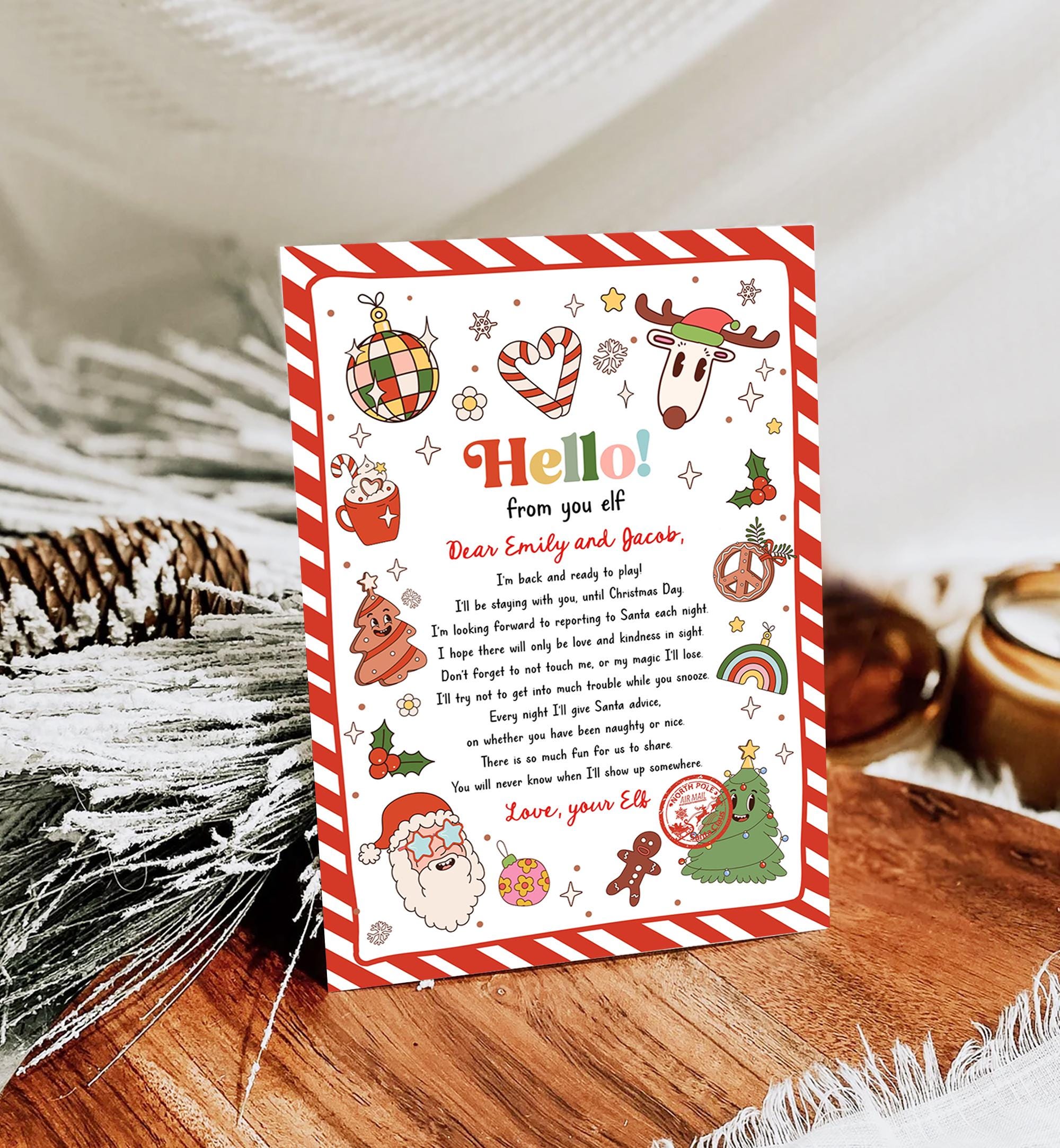 Editable Hello From Your Elf Arrival Letter Return Letter Christmas Elf I'm Back Elf Welcome Elf Digital Download Template Printable 0522