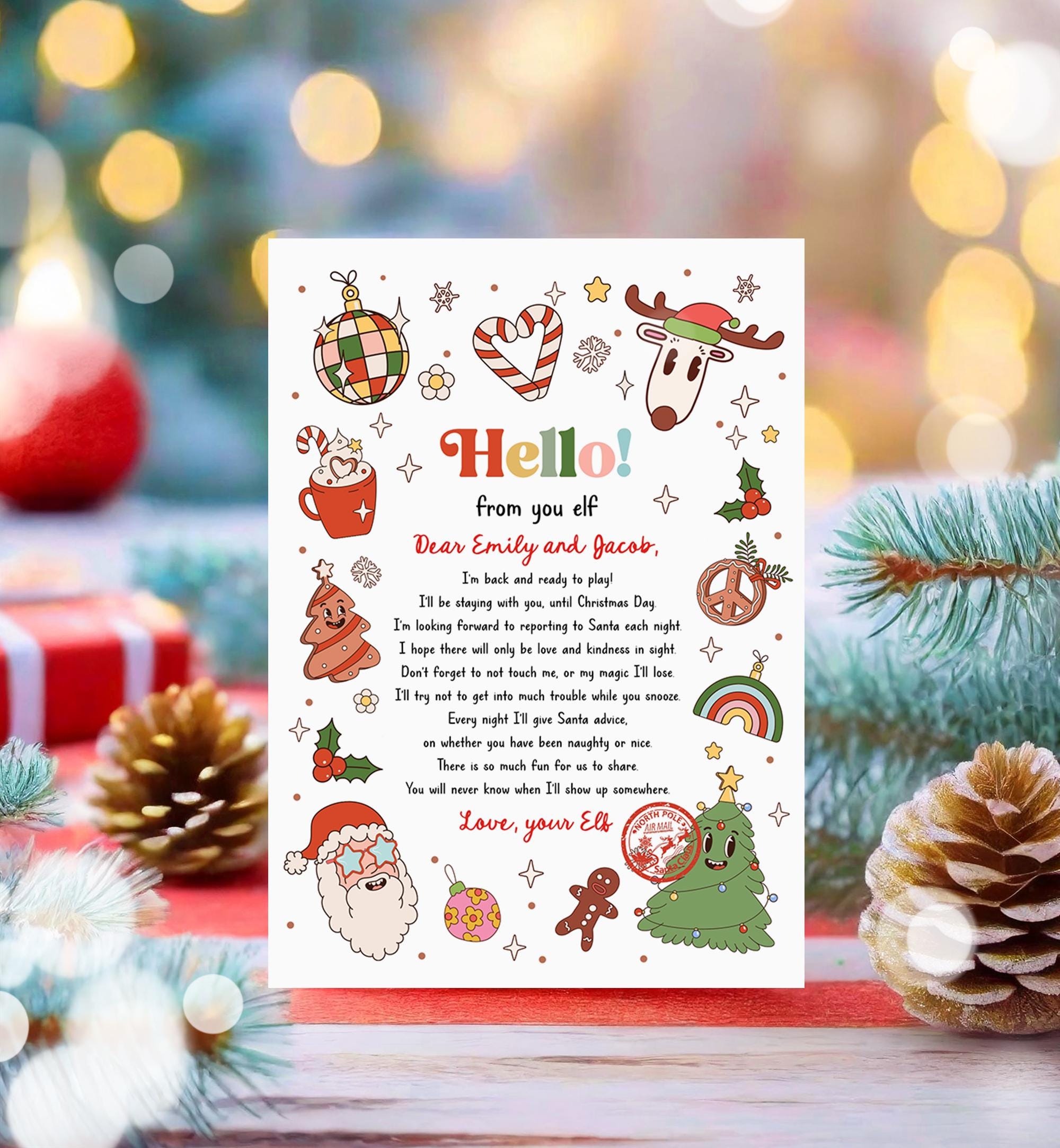 Editable Hello From Your Elf Arrival Letter Return Letter Christmas Elf I'm Back Elf Welcome Elf Digital Download Template Printable 0522