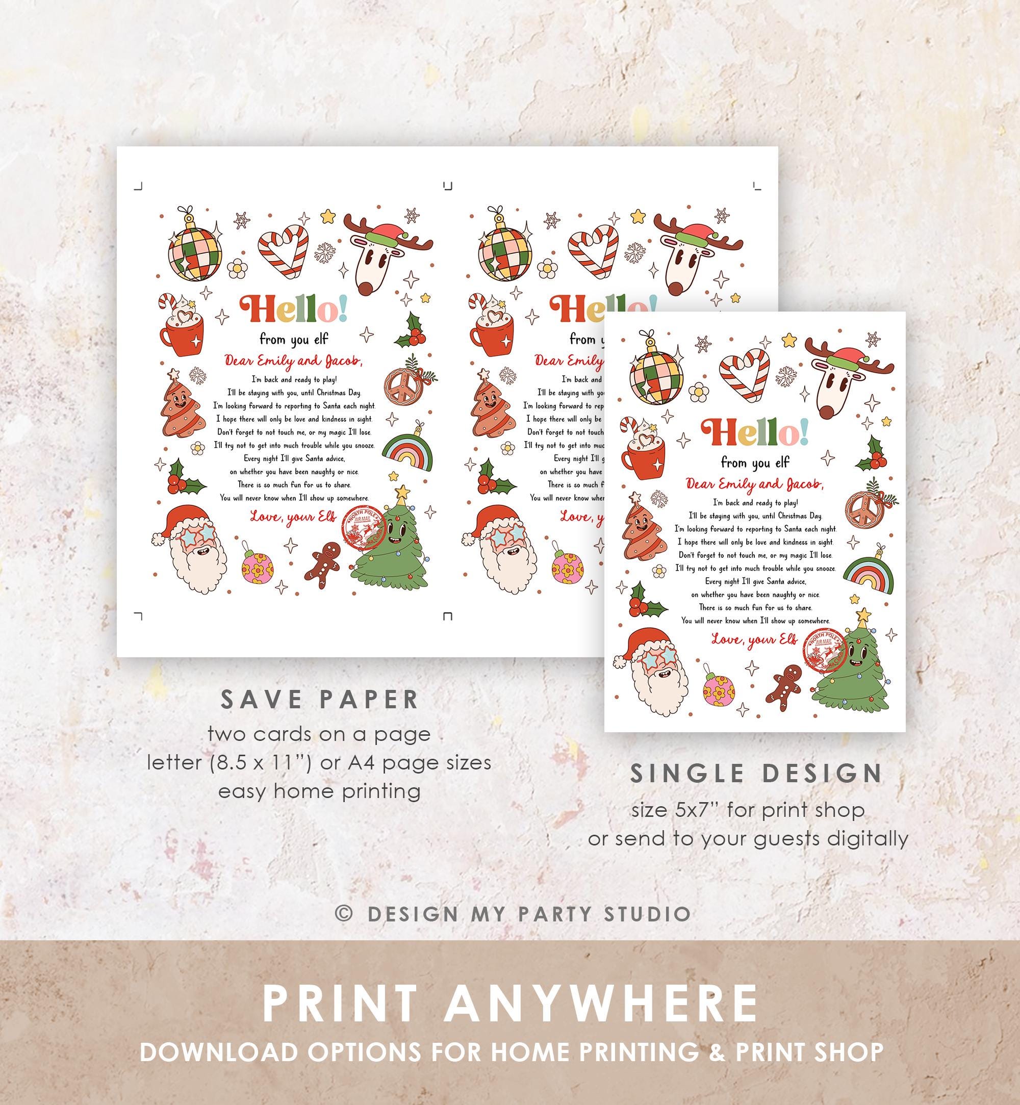 Editable Hello From Your Elf Arrival Letter Return Letter Christmas Elf I'm Back Elf Welcome Elf Digital Download Template Printable 0522