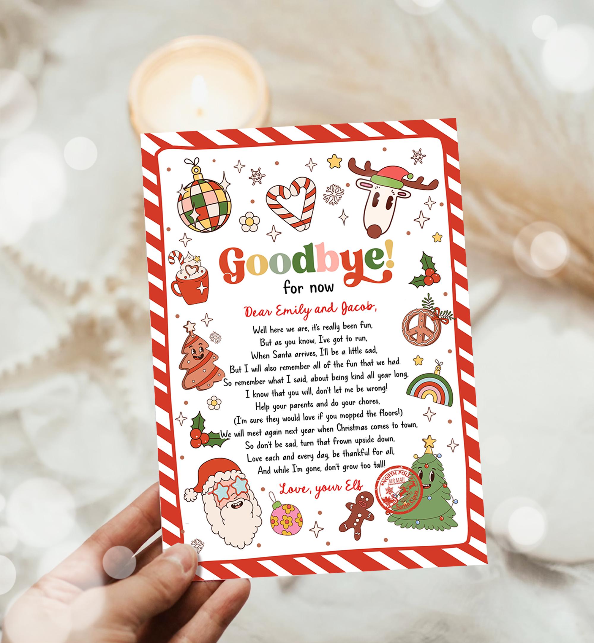 Editable Elf Goodbye Letter Departure Letter Christmas Goodbye from Your Elf Christmas Elf Santa Claus Poem Digital Template Printable 0522