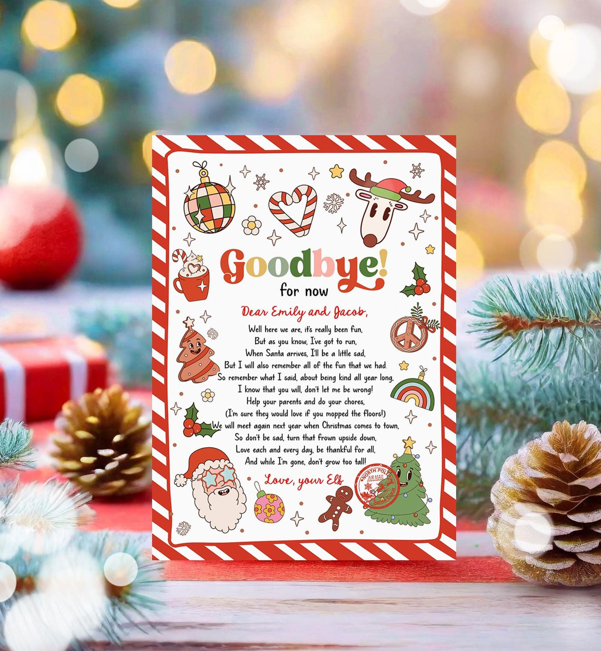 Editable Elf Goodbye Letter Departure Letter Christmas Goodbye from Your Elf Christmas Elf Santa Claus Poem Digital Template Printable 0522