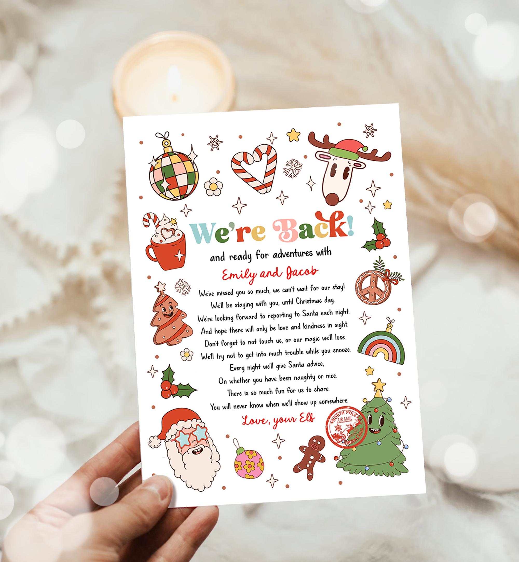 Editable Elf Arrival Letter Return Letter Christmas Elf We're Back Elf Welcome Hello from Elves Boy Girl Digital Template Printable 0522