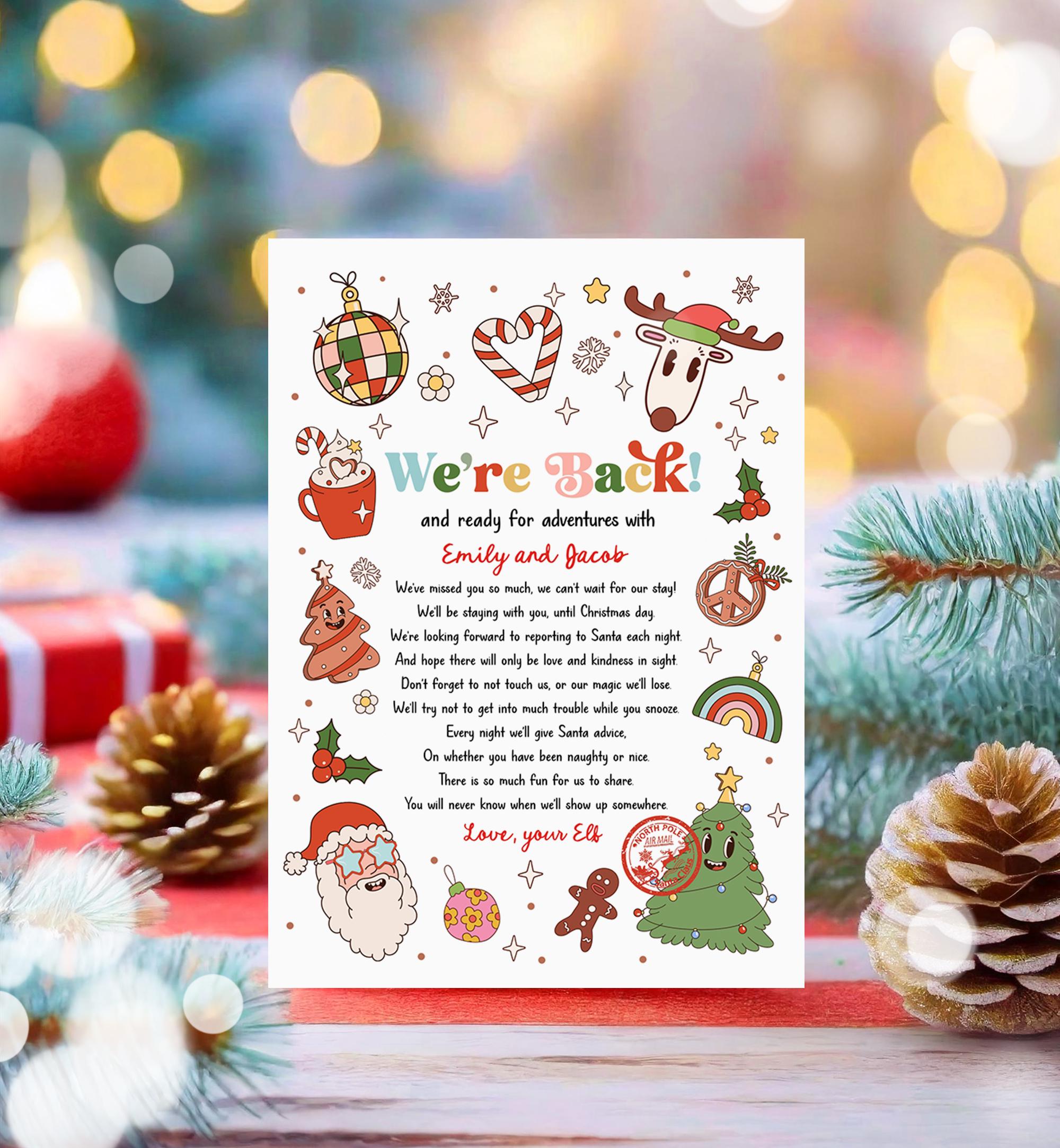 Editable Elf Arrival Letter Return Letter Christmas Elf We're Back Elf Welcome Hello from Elves Boy Girl Digital Template Printable 0522