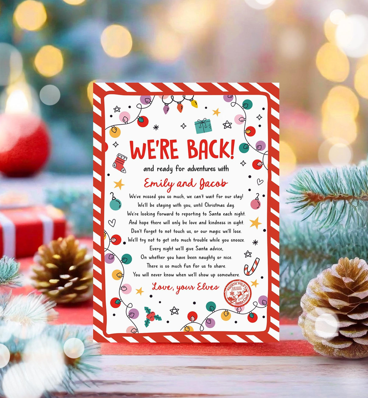 Editable Elf Arrival Letter Return Letter Christmas Elf We&#39;re Back Elf Welcome Hello from Elves Boy Girl Digital Template Printable 0521