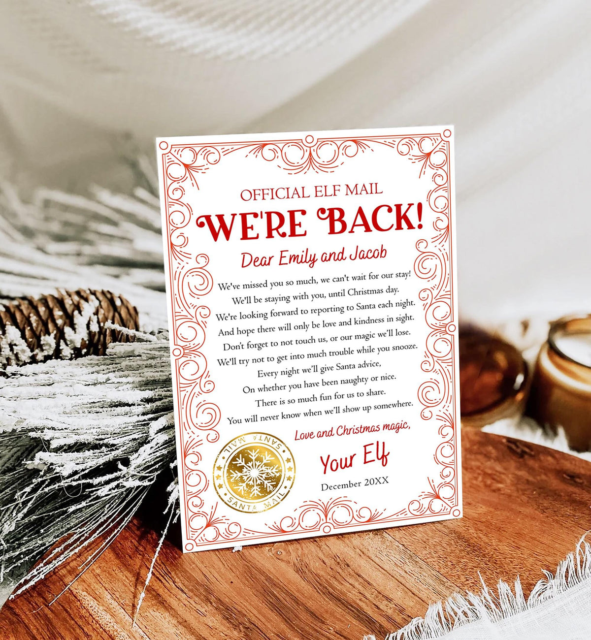 Editable We&#39;re Back Elf Arrival Letter Return Letter Christmas Elf Elf Welcome Hello from Elves Boy Girl Digital Template Printable 0523