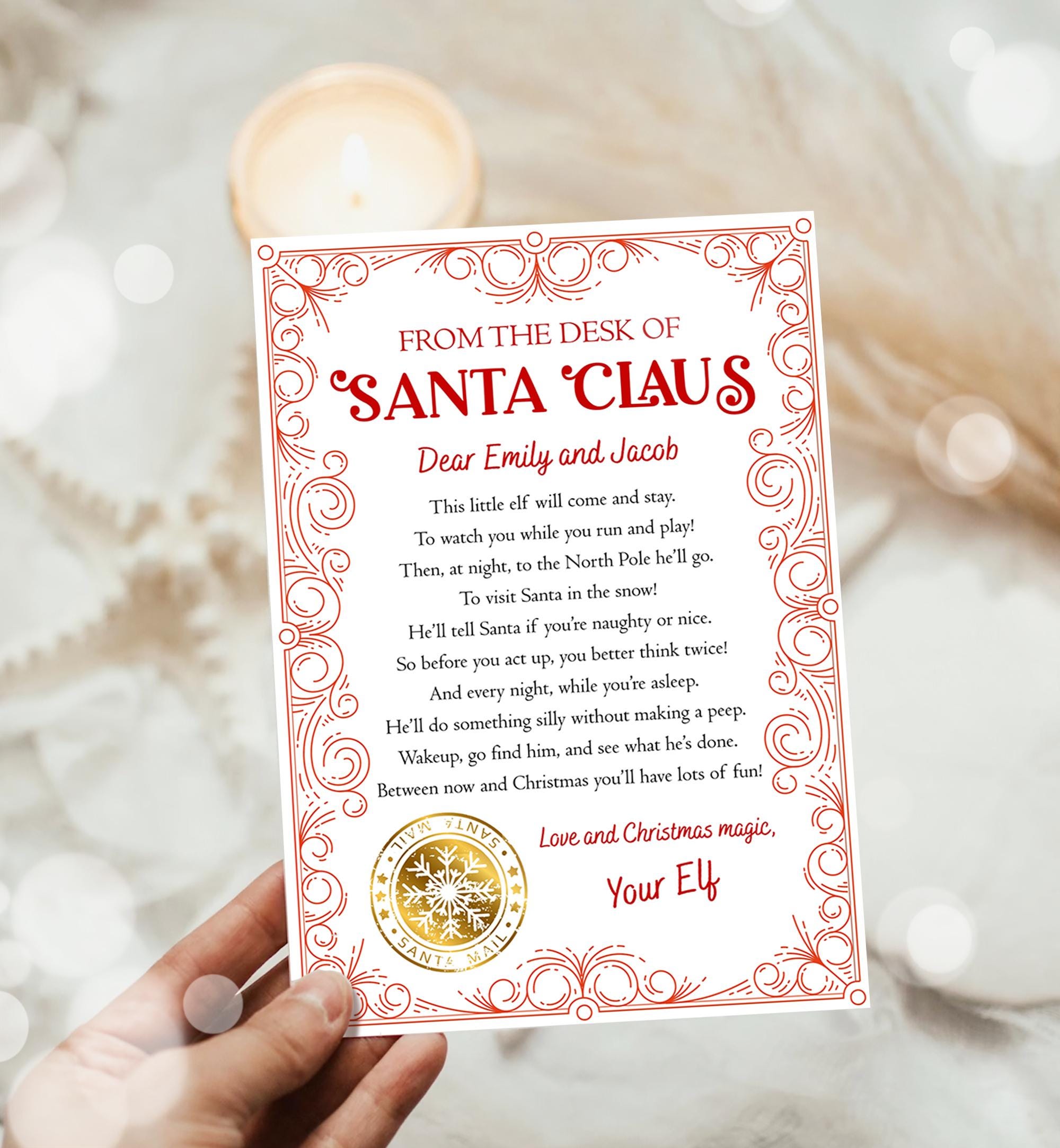 Editable From the Desk of Santa Claus First Time Elf Arrival Letter Return Letter Christmas Elf I'm Back Digital Template Printable 0523