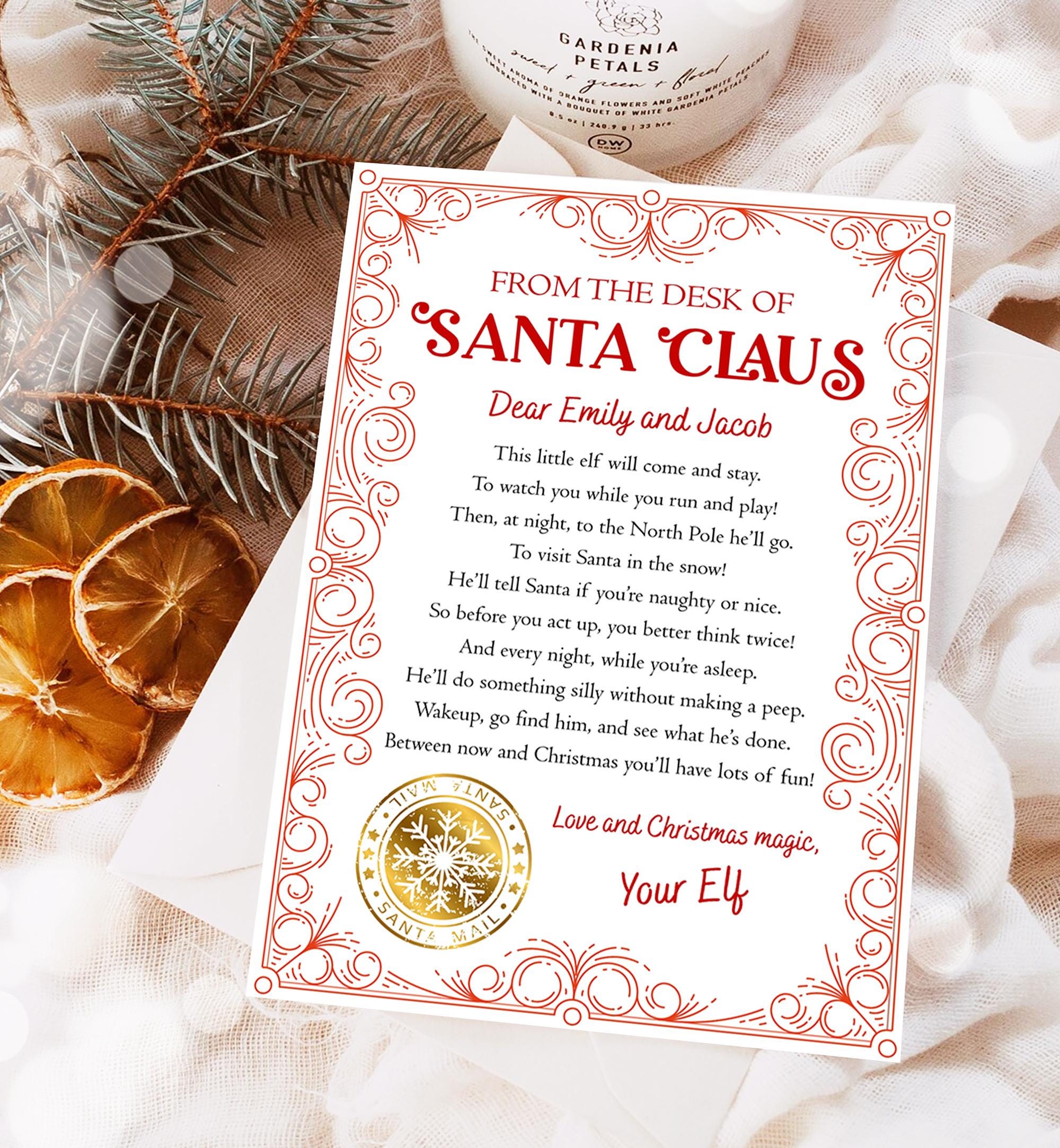 Editable From the Desk of Santa Claus First Time Elf Arrival Letter Return Letter Christmas Elf I'm Back Digital Template Printable 0523