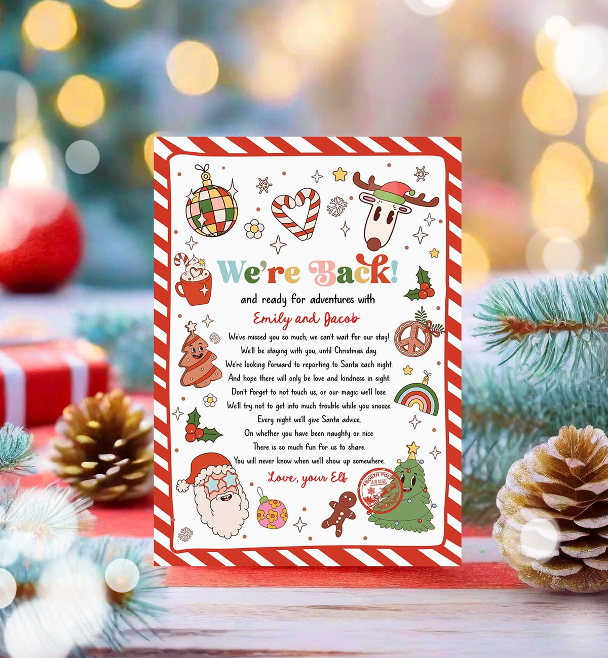 Editable Elf Arrival Letter Return Letter Christmas Elf We&#39;re Back Elf Welcome Hello from Elves Boy Girl Digital Template Printable 0522