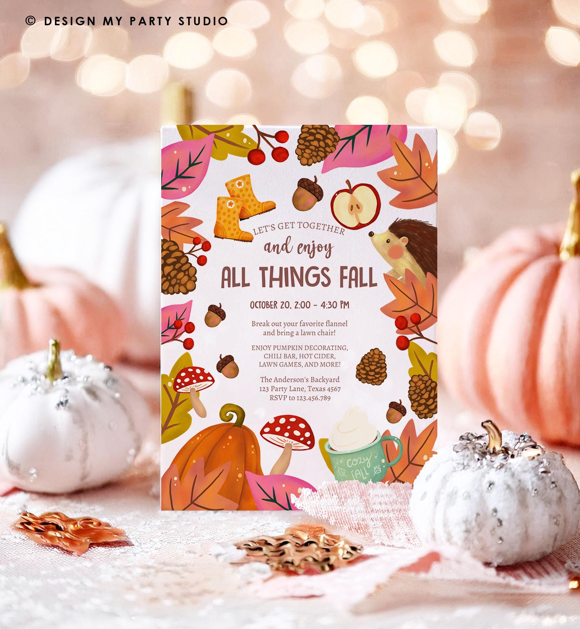 Editable All Things Fall Invitation Fall Celebration Fall Harvest Party Neighborhood Party Digital Download Template Evite Printable 0516