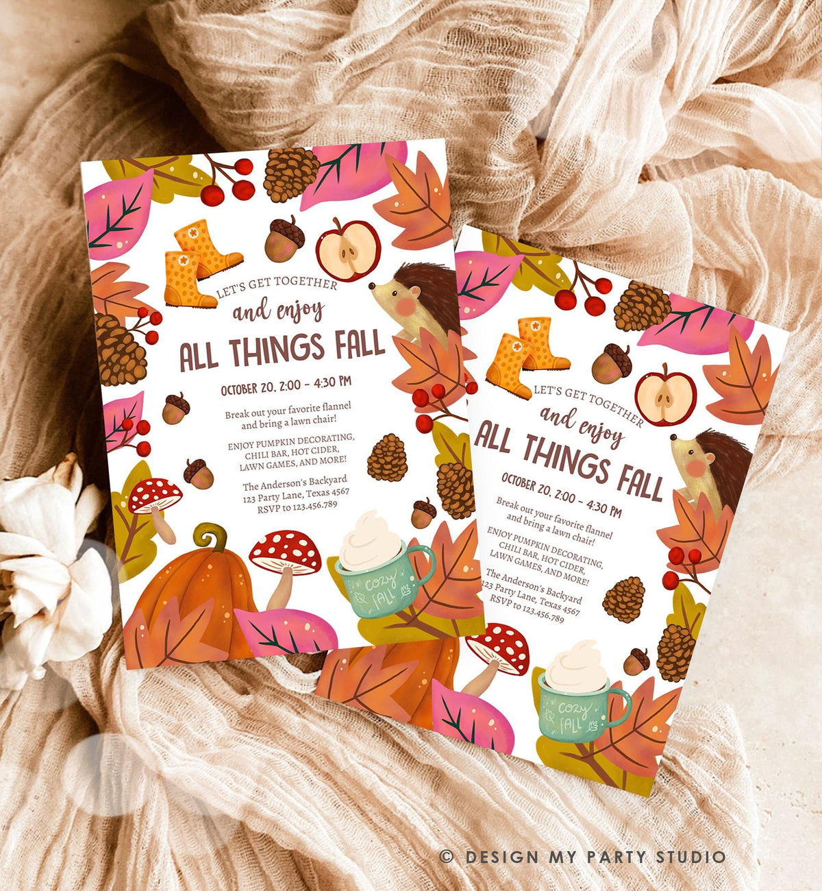 Editable All Things Fall Invitation Fall Celebration Fall Harvest Party Neighborhood Party Digital Download Template Evite Printable 0516