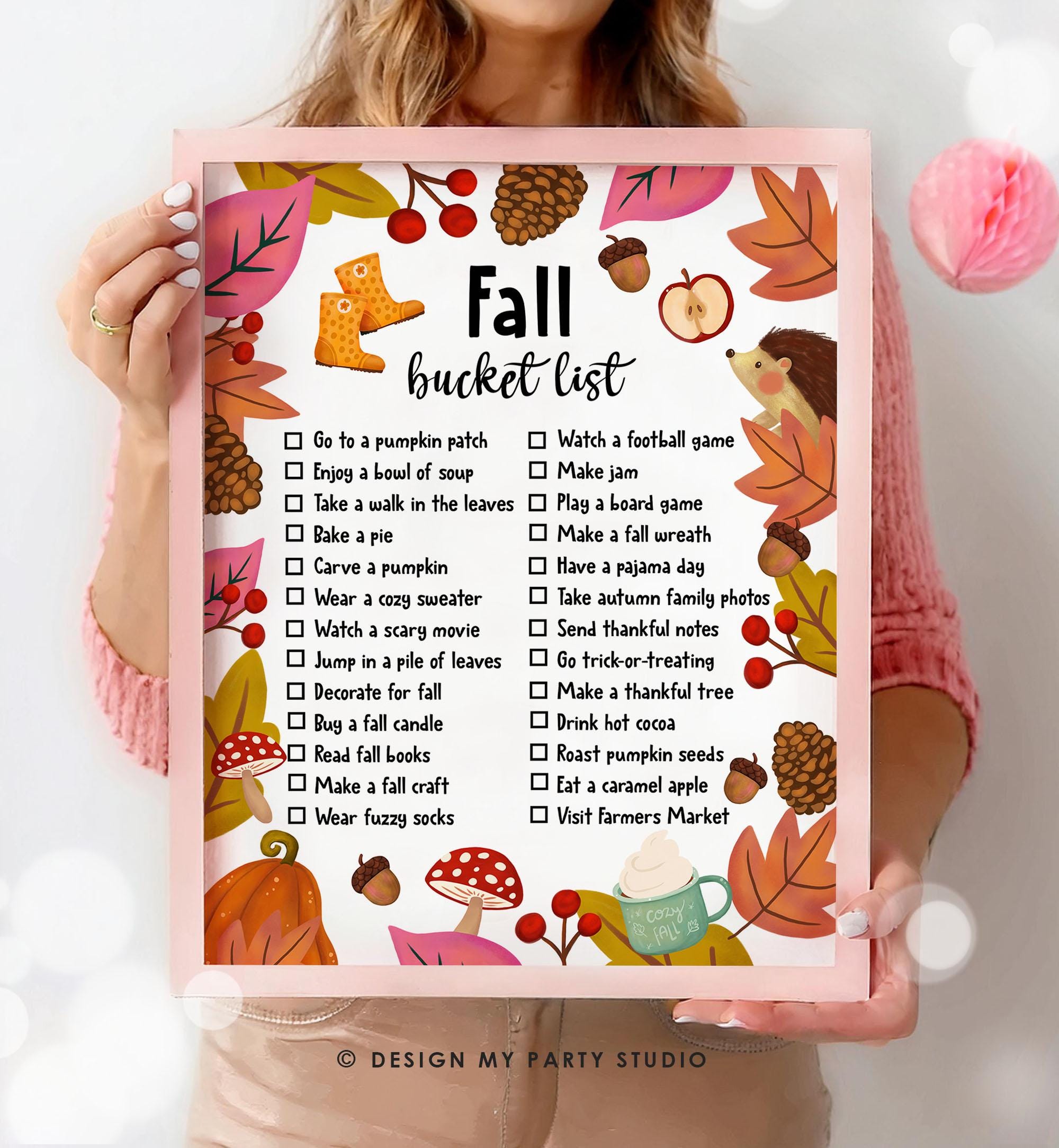 Fall Bucket List Fun Fall to-do List Kids Adults Fall Activities Fun Things to do In Fall Classroom Instant Download Printable Digital 0516