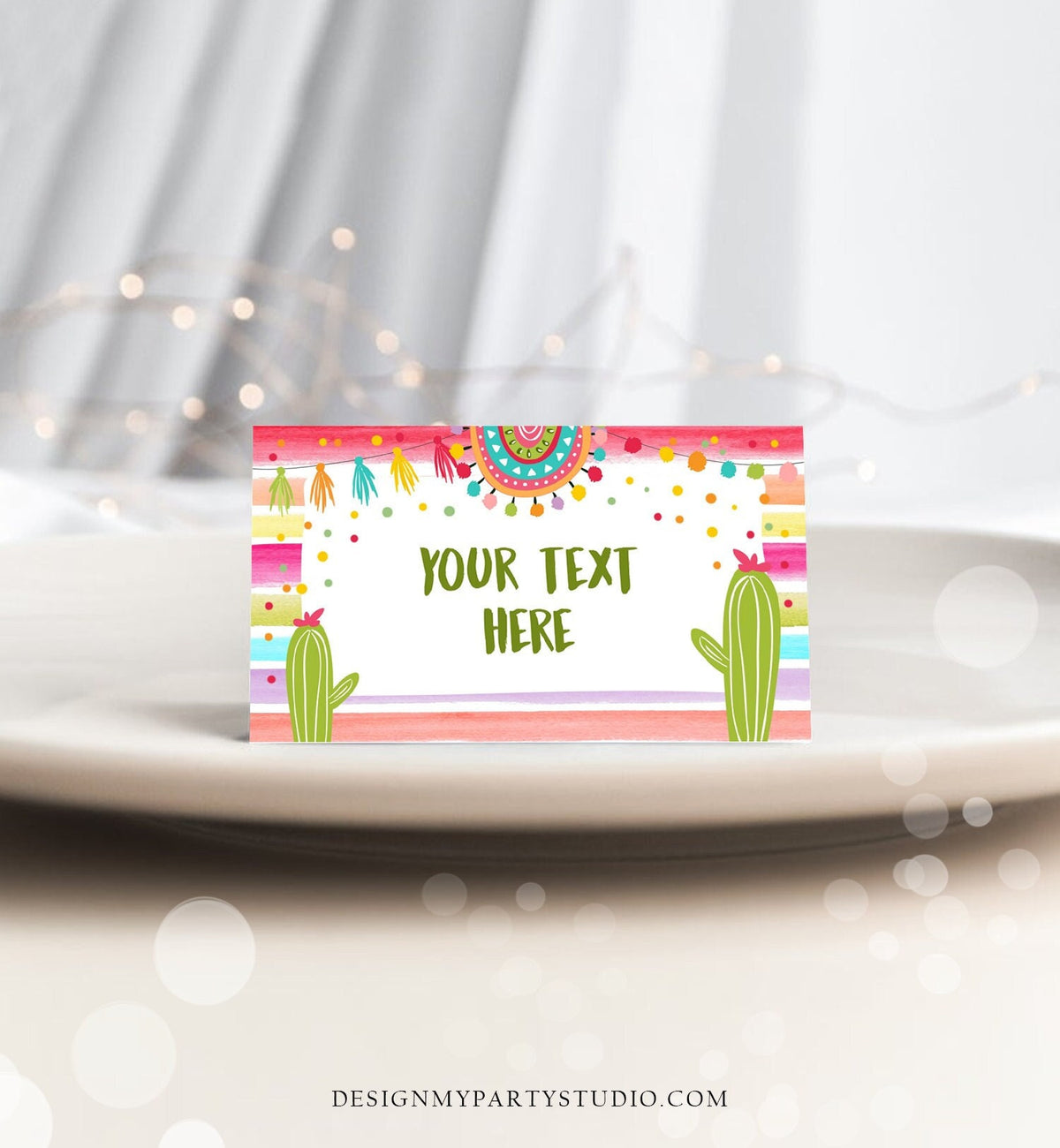 Editable Fiesta Cactus Food Labels Fiesta Party Place Card Tent Card Birthday Baby Shower Mexican Fiesta TwosDay Template Printable 0134