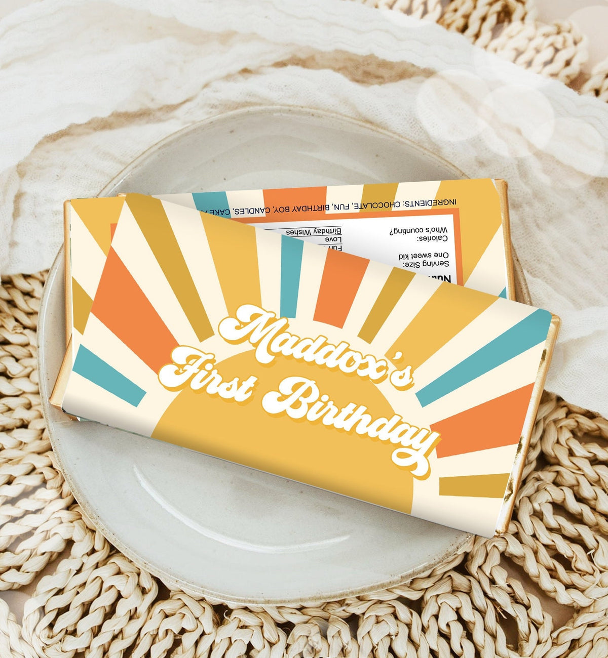 Editable Sun Birthday Chocolate Bar Labels Candy Bar Wrapper Retro Little Sunshine Boy Birthday Download Corjl Template Printable 0457