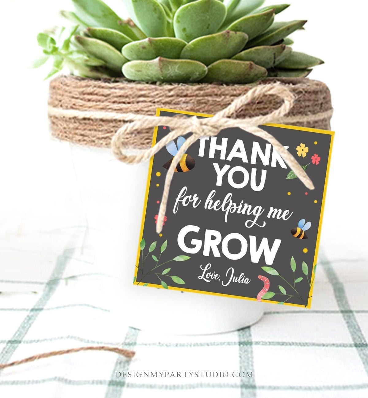 Editable Teacher Appreciation Tags Thank You for Helping me Grow Succulent Thank You Cactus Plant Tag Personalized Download Corjl 0464