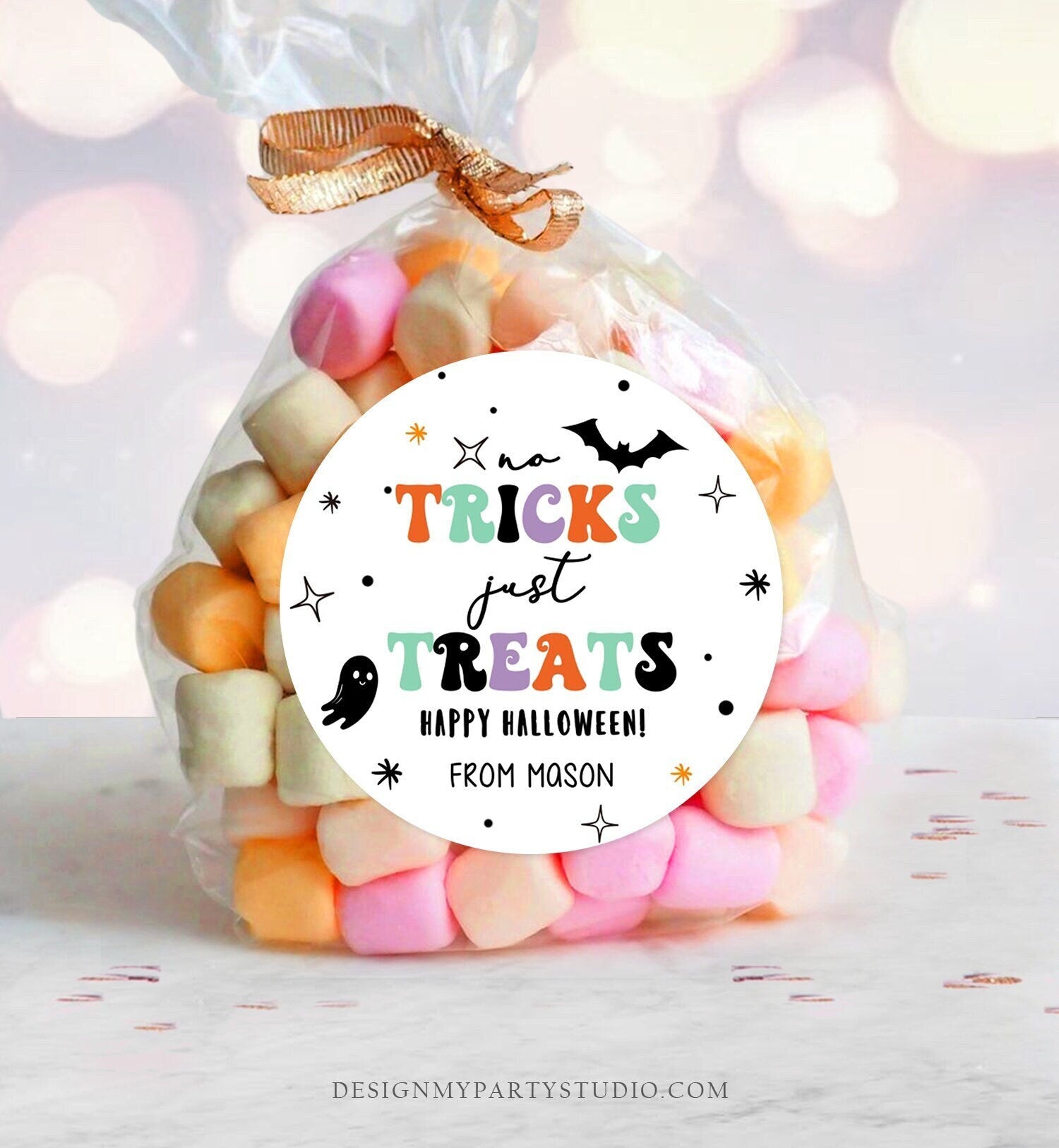 Editable Halloween Gift Tag No Tricks Just Treats Halloween Treat Tag Trick Or Treat Kids Digital Download Template Printable 0261