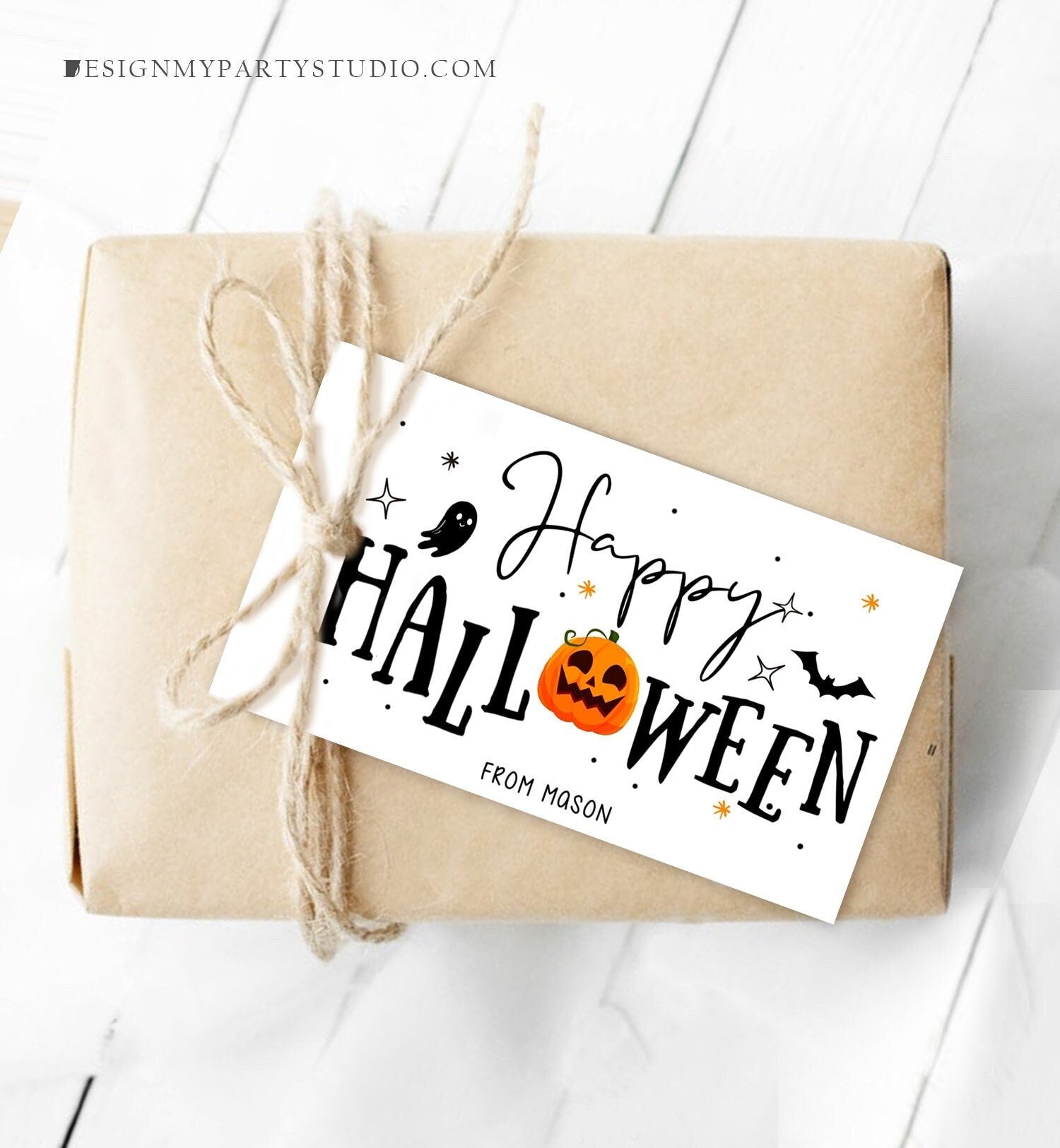 Editable Happy Halloween Gift Tag Trick Or Treat Favor Tag Ghost Pumpkin Halloween Treat Tag Digital Download Template Printable 0261