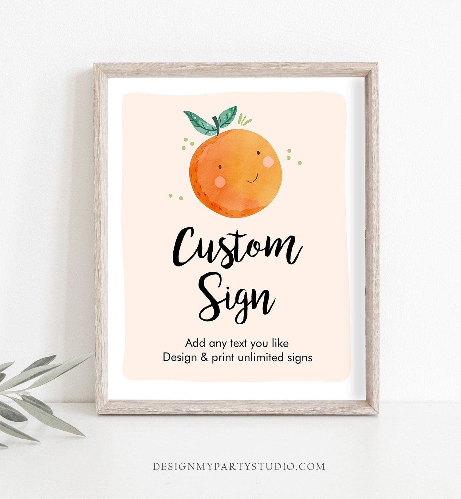 Editable Custom Sign Little Cutie Baby Shower Decor Gender Neutral Clementine Baby Shower Orange Digital Download Template Printable 0330