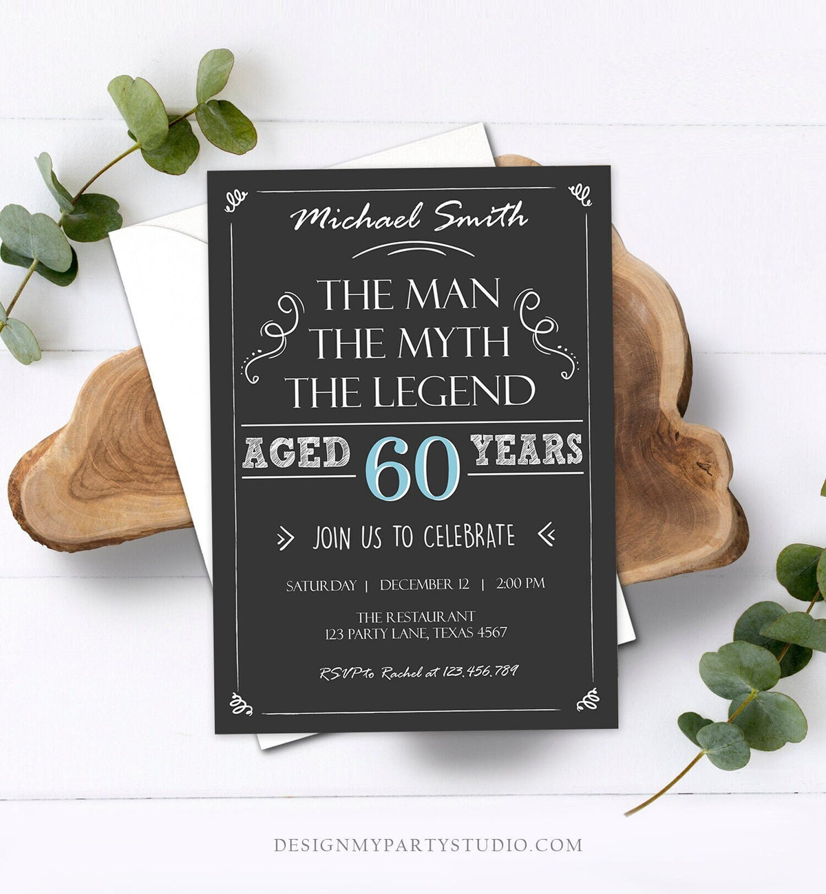 Editable The Man The Myth The Legend Birthday Invitation Man Men Adult Birthday Invite Rustic Digital Download Evite Template Printable 0101