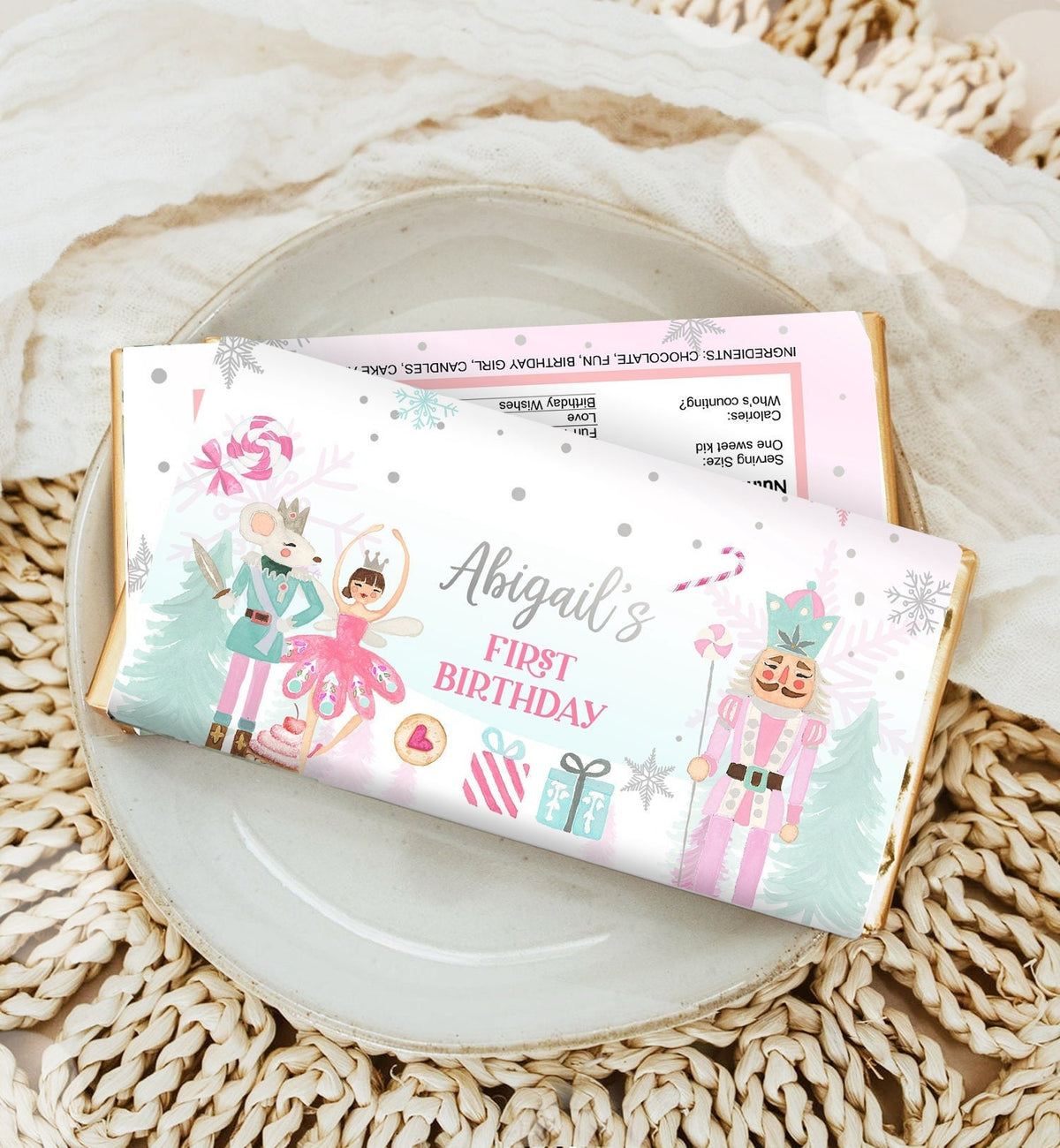 Editable Nutcracker Chocolate Bar Labels Candy Bar Wrapper Nutcracker Birthday Winter Land of Sweets Download Corjl Template Printable 0352