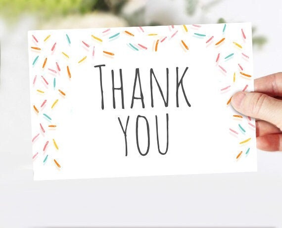 Baby Sprinkle Thank you Card Sprinkle Thank You Note 4x6&quot; Baby Shower Rainbow Render Neutral Sprinkles PRINTABLE Instant Download 0216