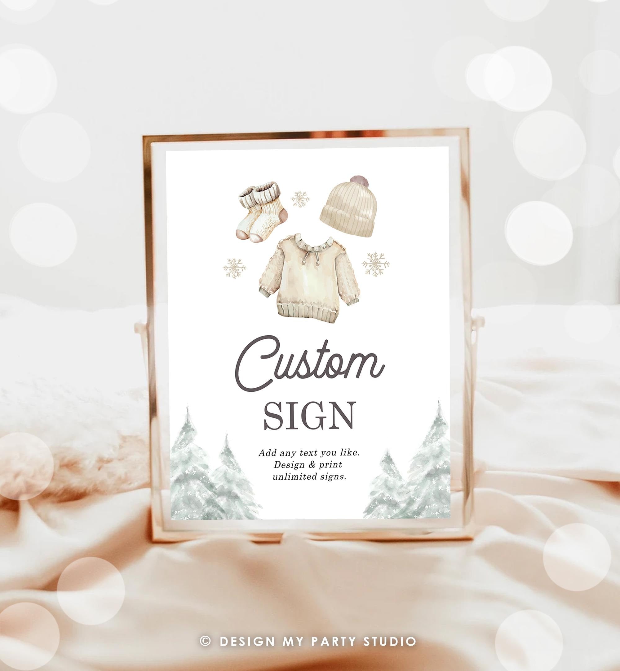 Editable Custom Sign Winter Baby Clothes Baby Shower Baby It's Cold Outside Christmas Watercolor Decor Digital Template Printable 0491