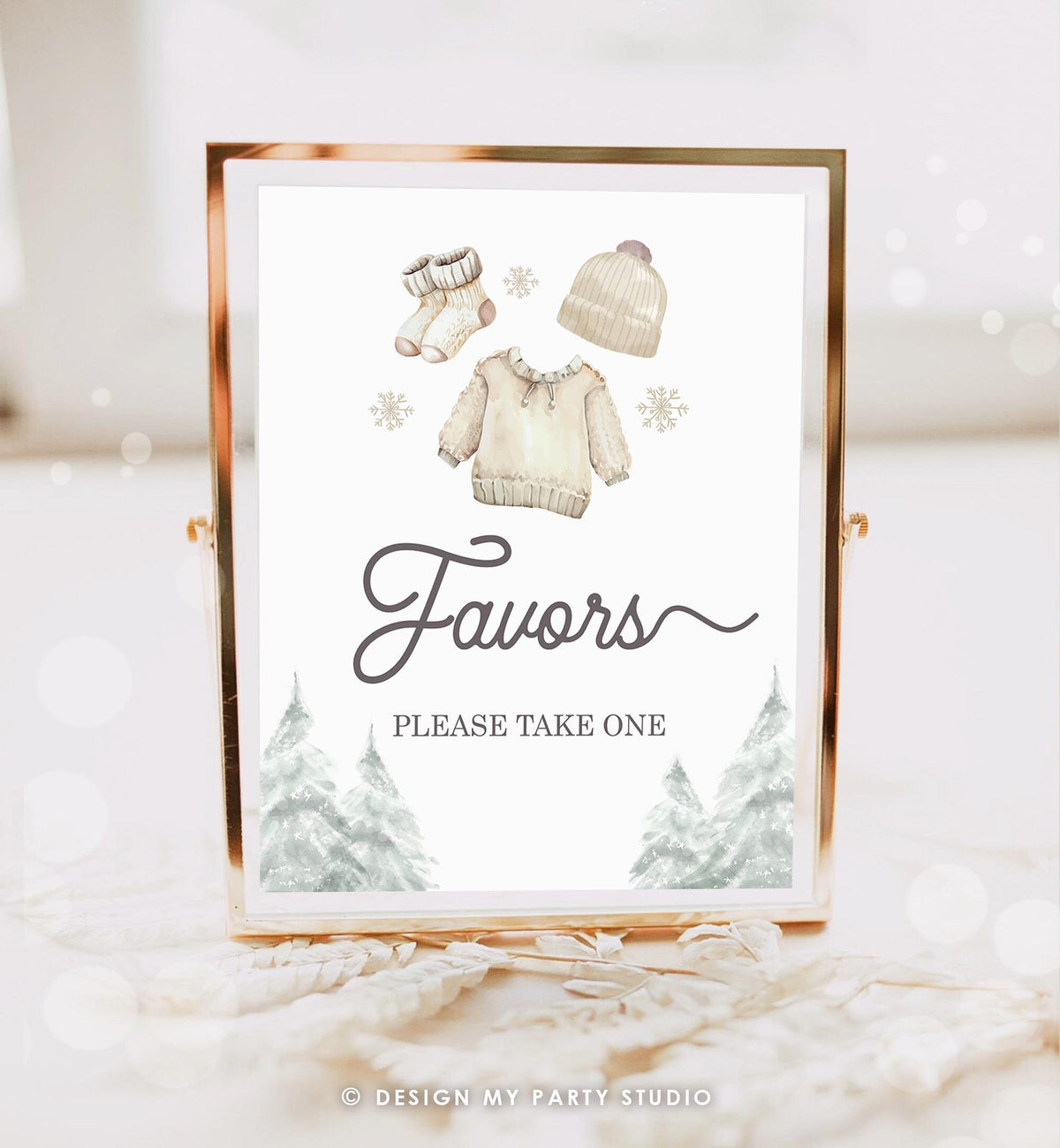 Favors Sign Winter Baby Clothes Treats Baby It&#39;s Cold Outside Baby Shower Birthday Party Decor Watercolor Digital Download Printable 0491