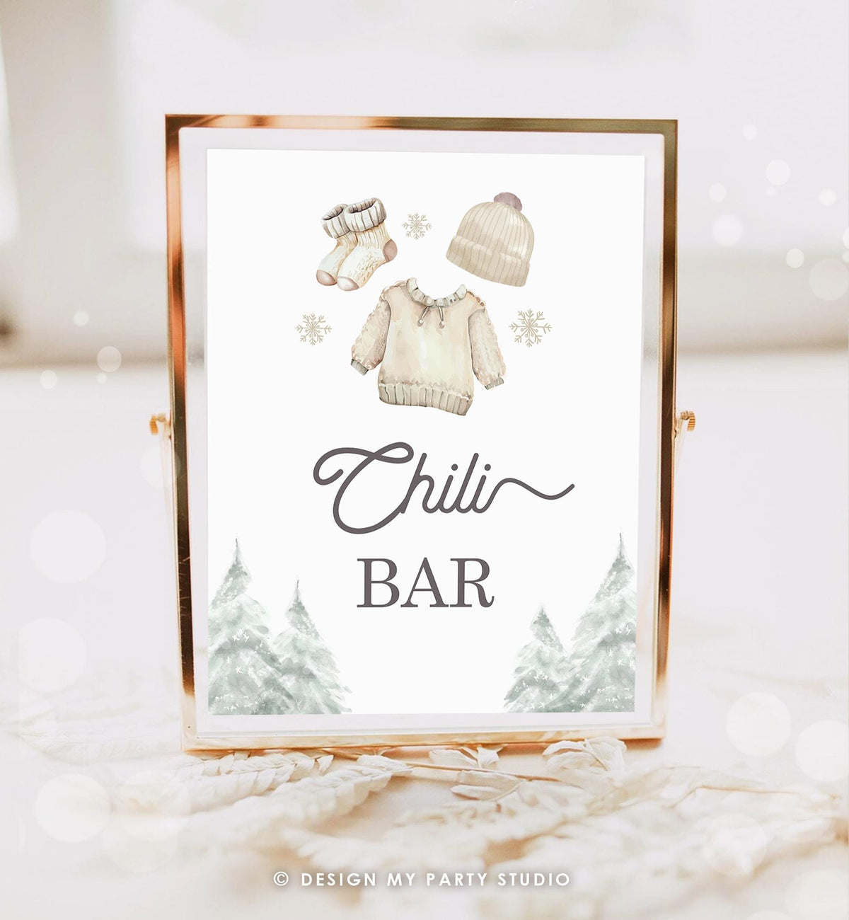 Chili Bar Sign Winter Baby Clothes Baby It&#39;s Cold Outside Baby Shower Warm Up Station Party Decor Watercolor Digital Download Printable 0491