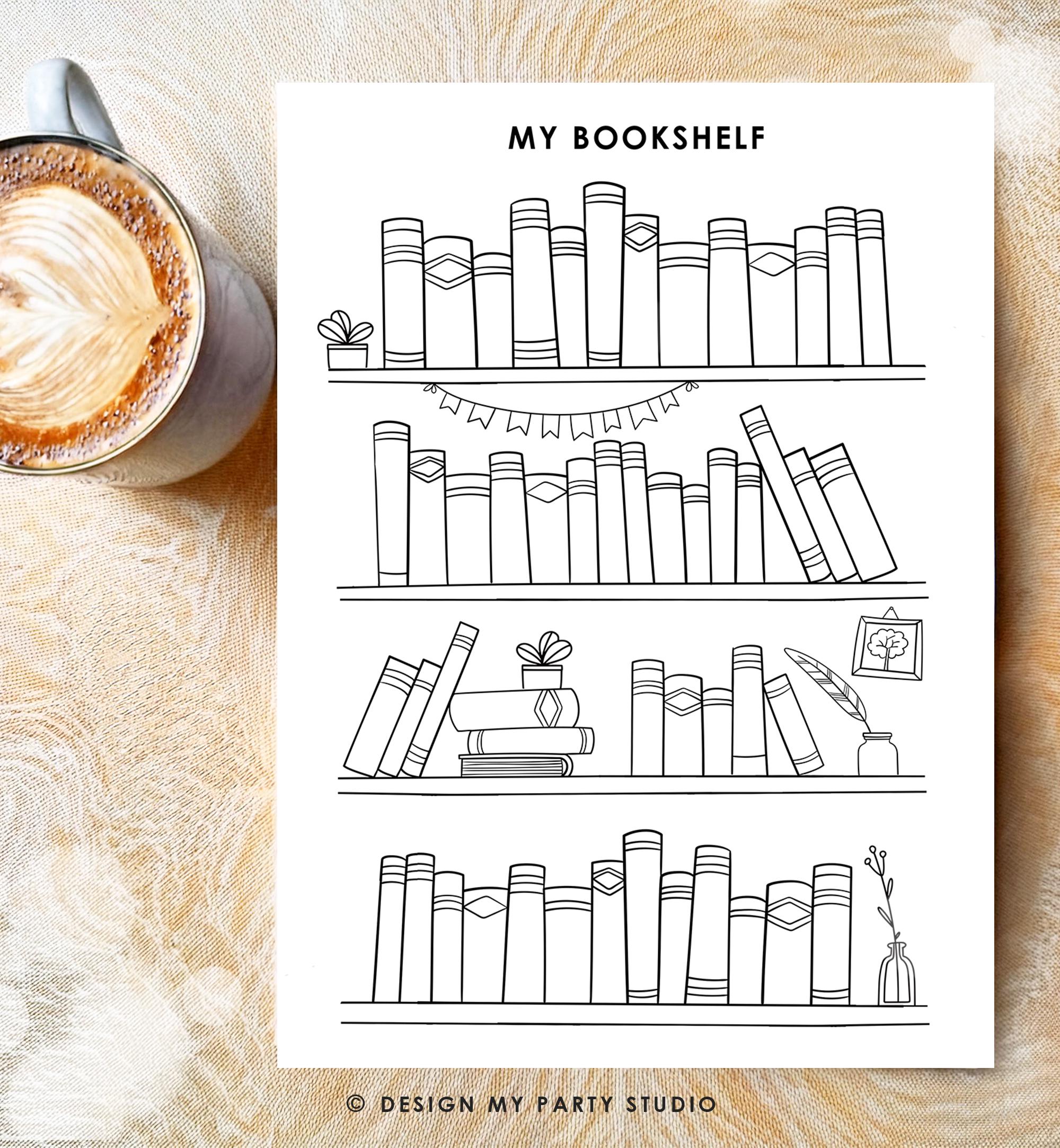 Bookshelf Book Tracker Journal Page Book Journal Reading Log Habit Tracker Planner Page Book Log Instant Download Printable Digital 0520