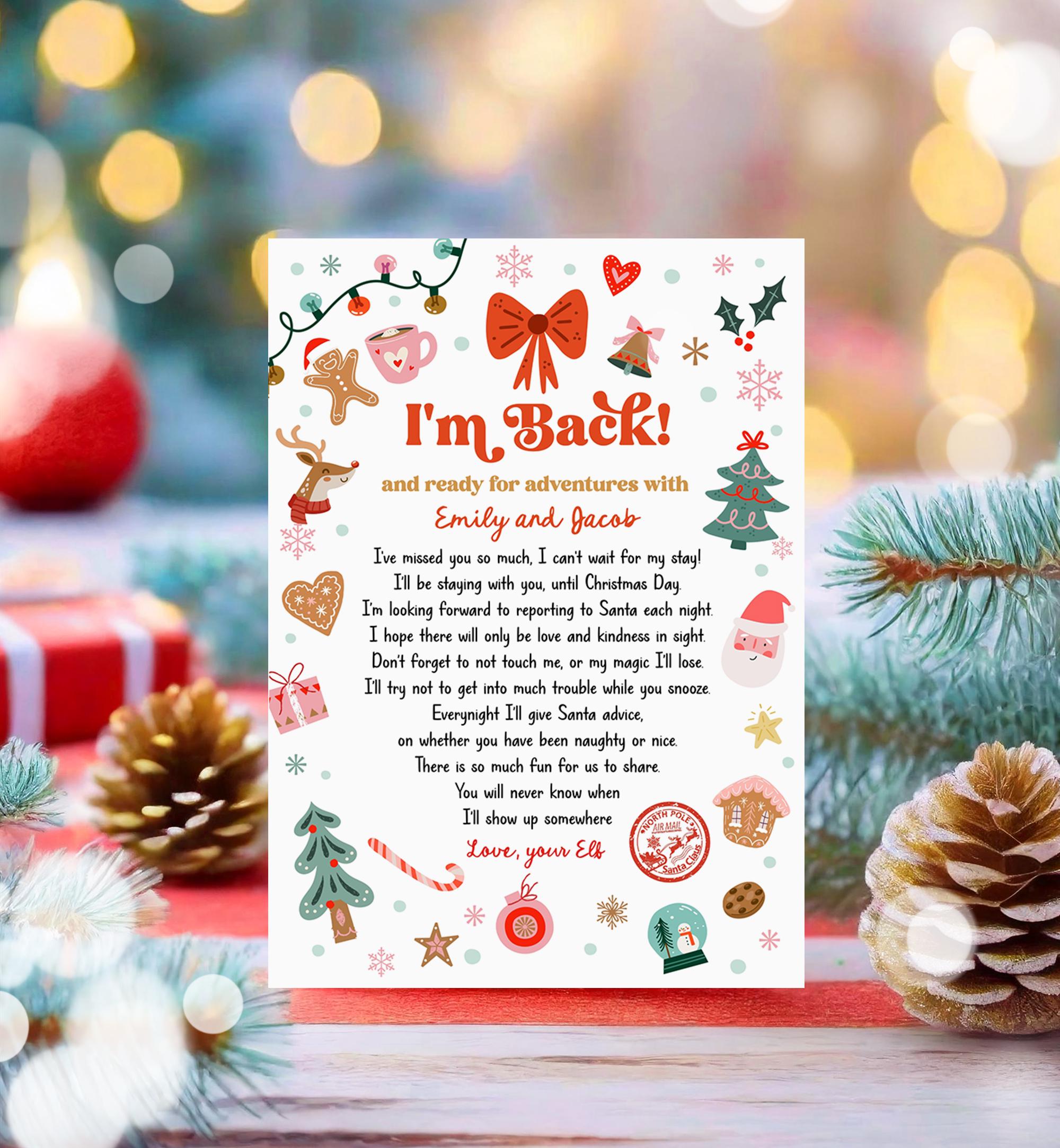 Editable Elf Arrival Letter Return Letter Christmas Elf I'm Back Elf Welcome Christmas Elf Letter From Your Elf Printable Template 0529