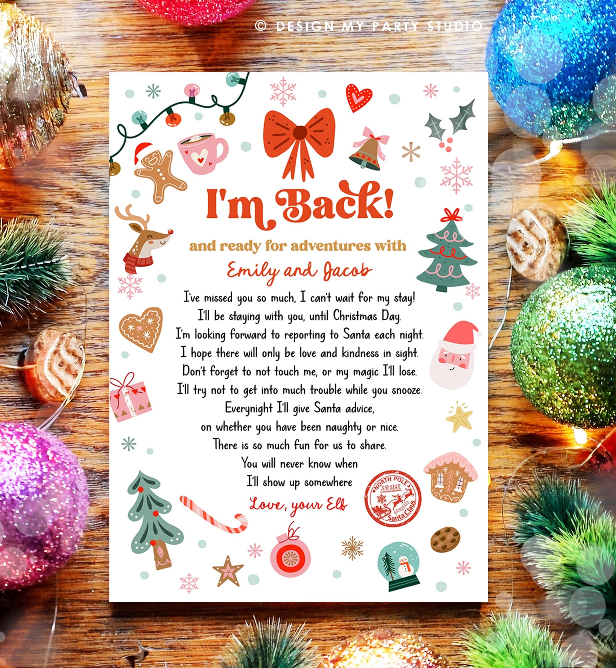 Editable Elf Arrival Letter Return Letter Christmas Elf I'm Back Elf Welcome Christmas Elf Letter From Your Elf Printable Template 0529