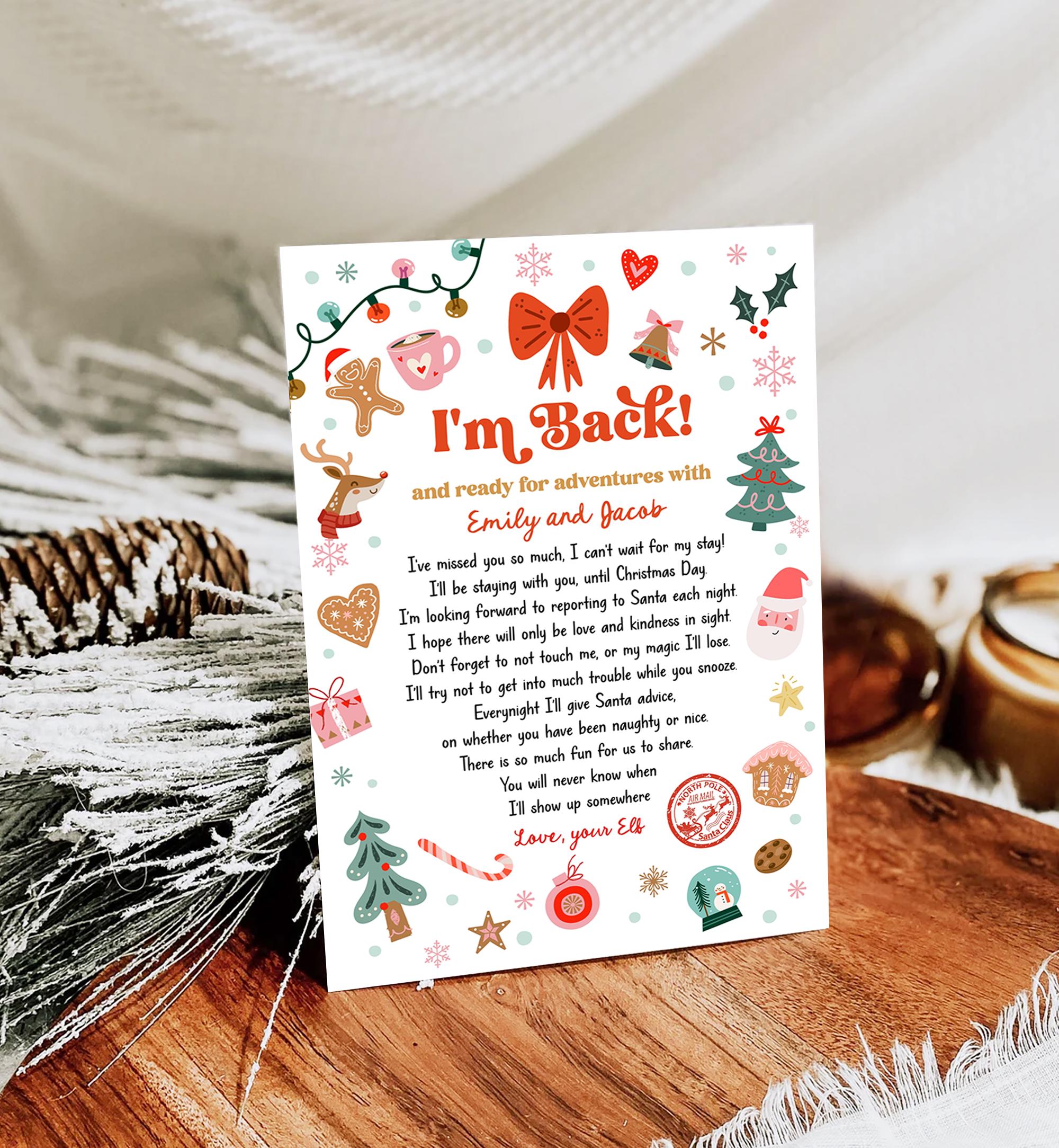 Editable Elf Arrival Letter Return Letter Christmas Elf I'm Back Elf Welcome Christmas Elf Letter From Your Elf Printable Template 0529