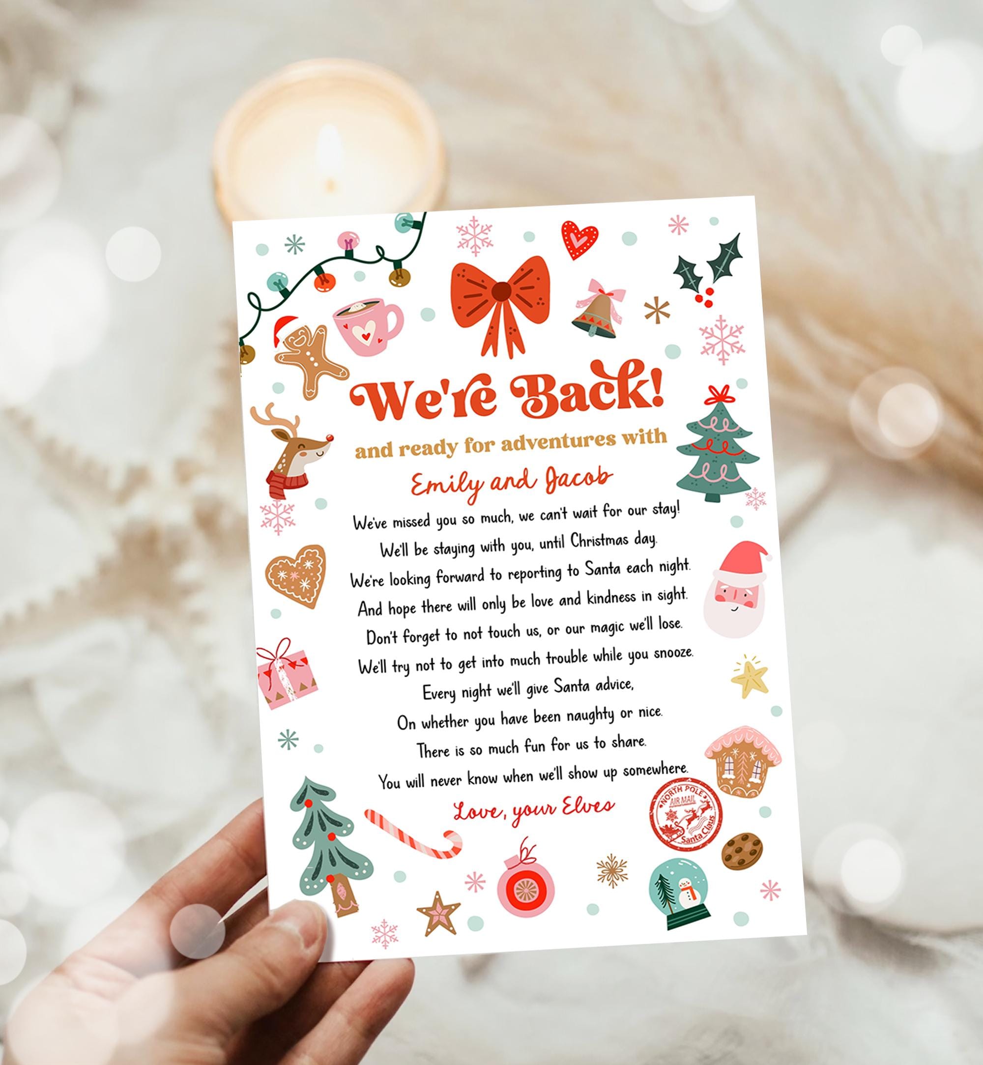 Editable Elf Arrival Letter Return Letter Christmas Elf We're Back Elf Welcome Hello from Elves Boy Girl Digital Template Printable 0529