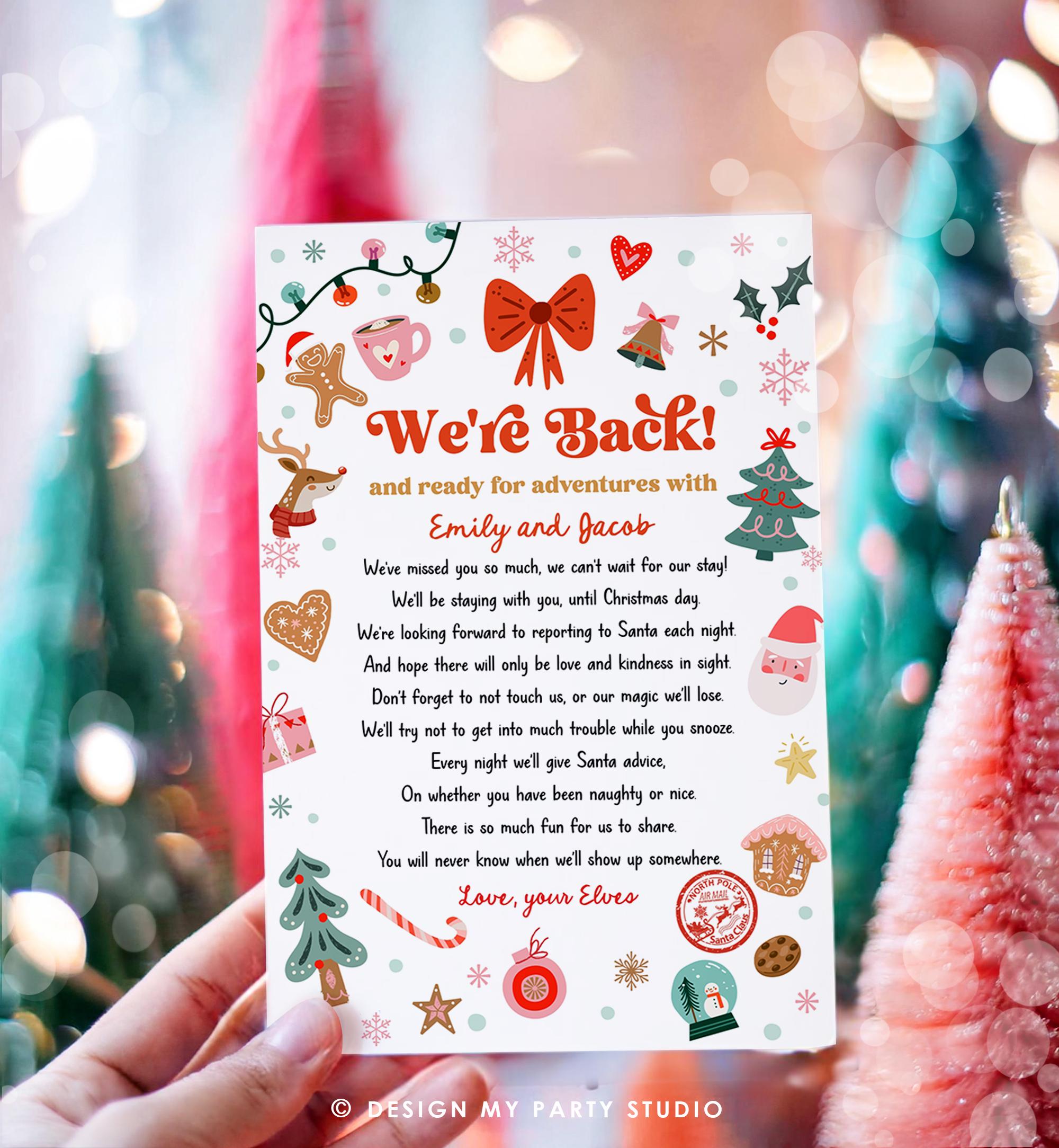 Editable Elf Arrival Letter Return Letter Christmas Elf We're Back Elf Welcome Hello from Elves Boy Girl Digital Template Printable 0529