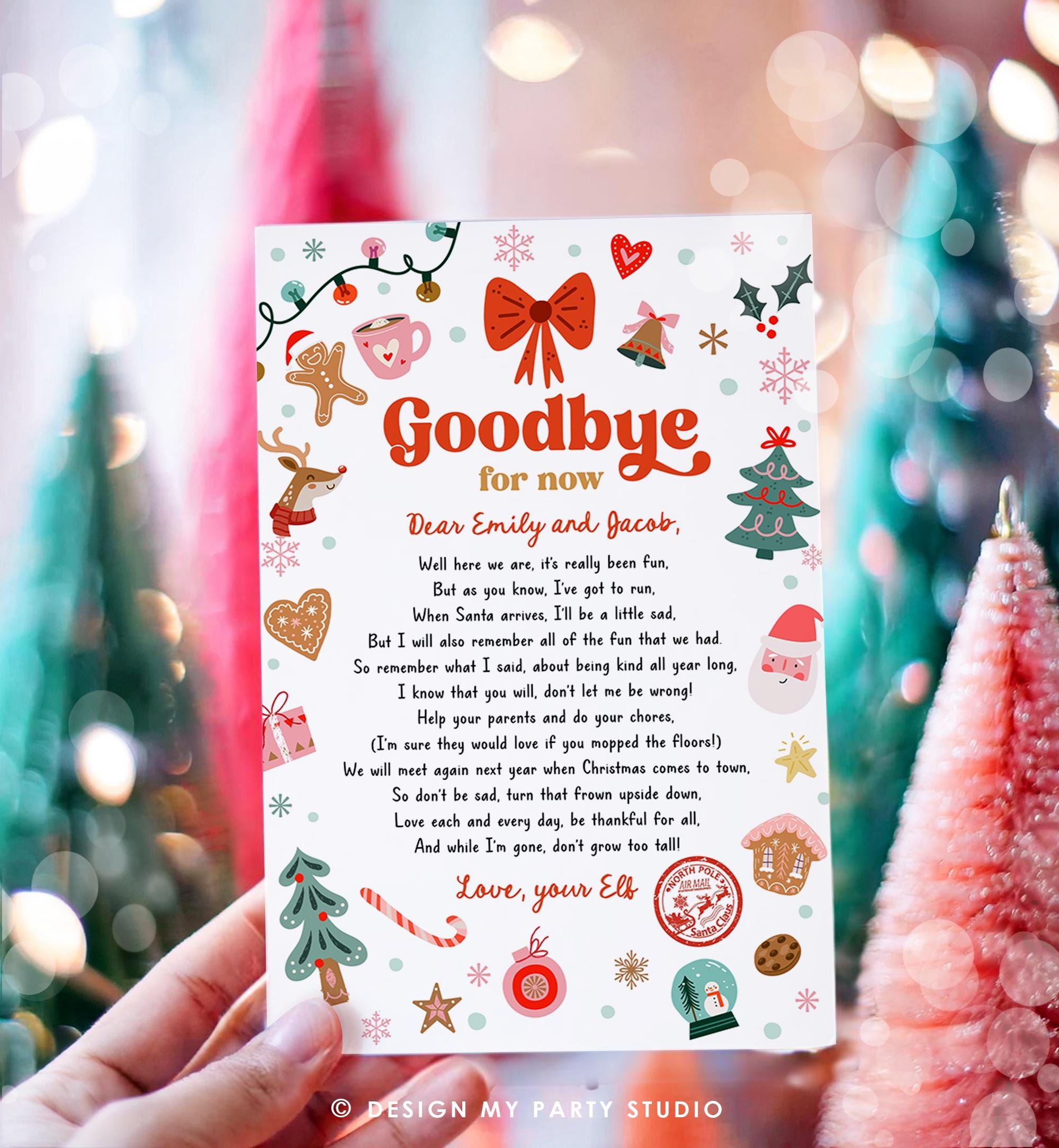 Editable Elf Goodbye Letter Departure Letter Christmas Goodbye from Your Elf Christmas Elf Santa Claus Poem Digital Template Printable 0529