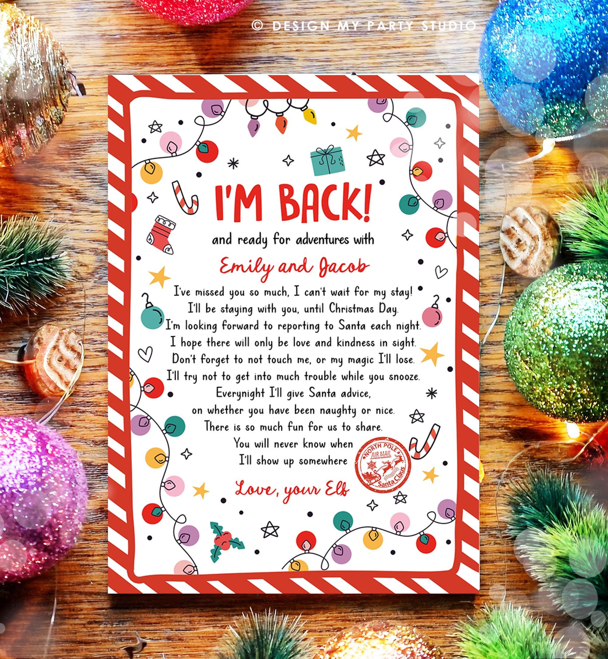 Editable Elf Arrival Letter Return Letter Christmas Elf I'm Back Elf Welcome Christmas Elf Letter From Your Elf Printable Template 0521